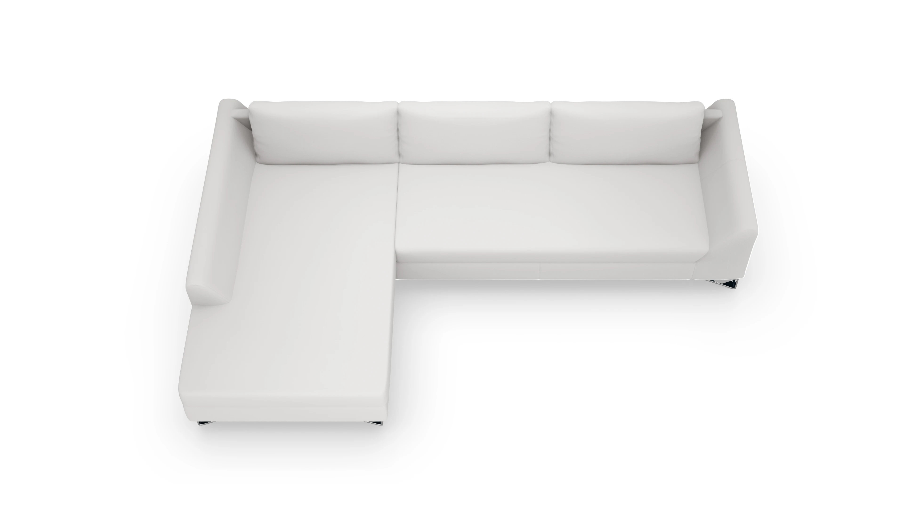 Designer-Sofa Vertice in Leder Ansicht des Produktes Vertice Sofa mit Rec links in Leder weiß