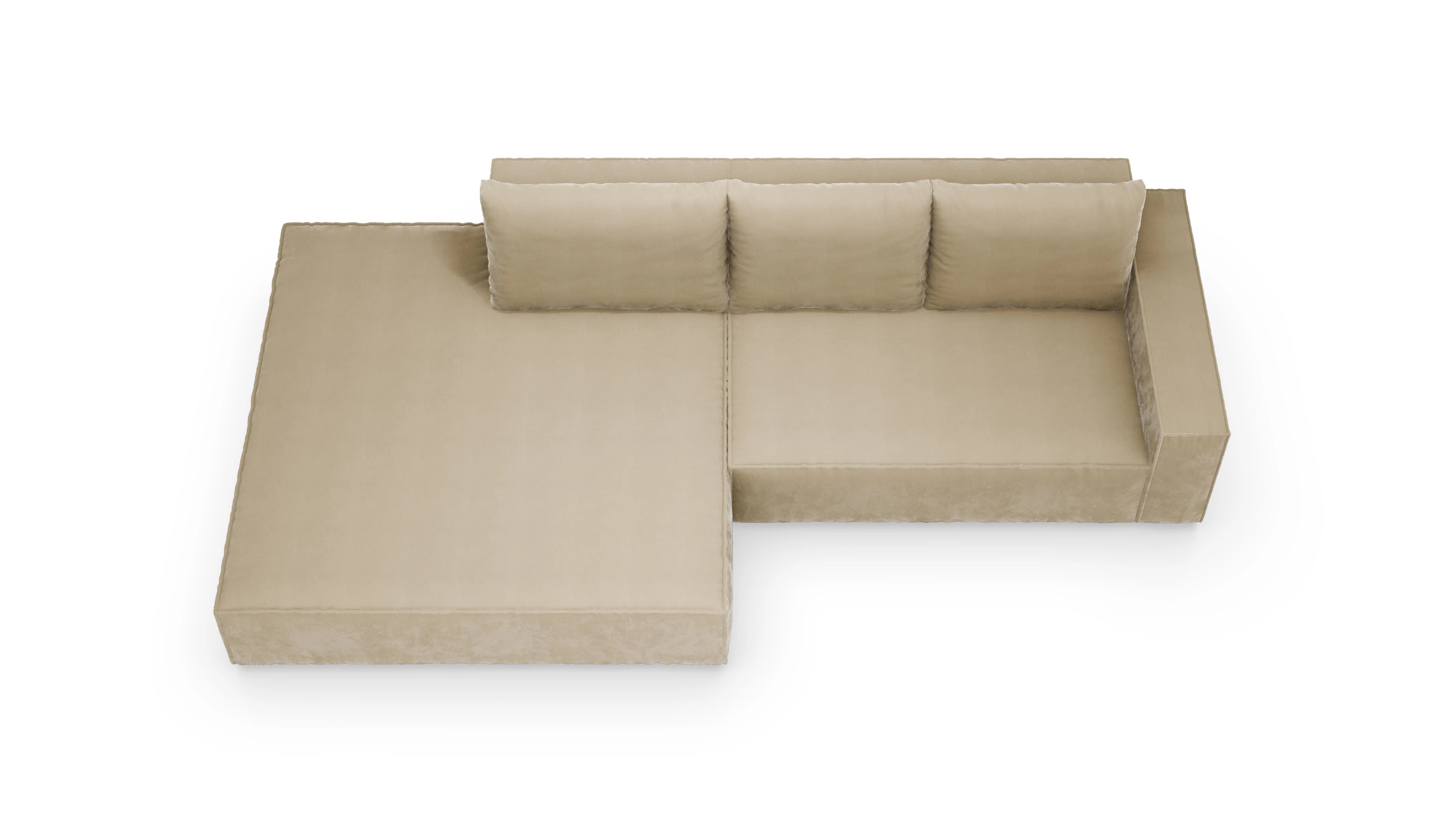 Designer-Sofa Cubo in Stoff Ansicht des Produktes Capara in Samt weiß