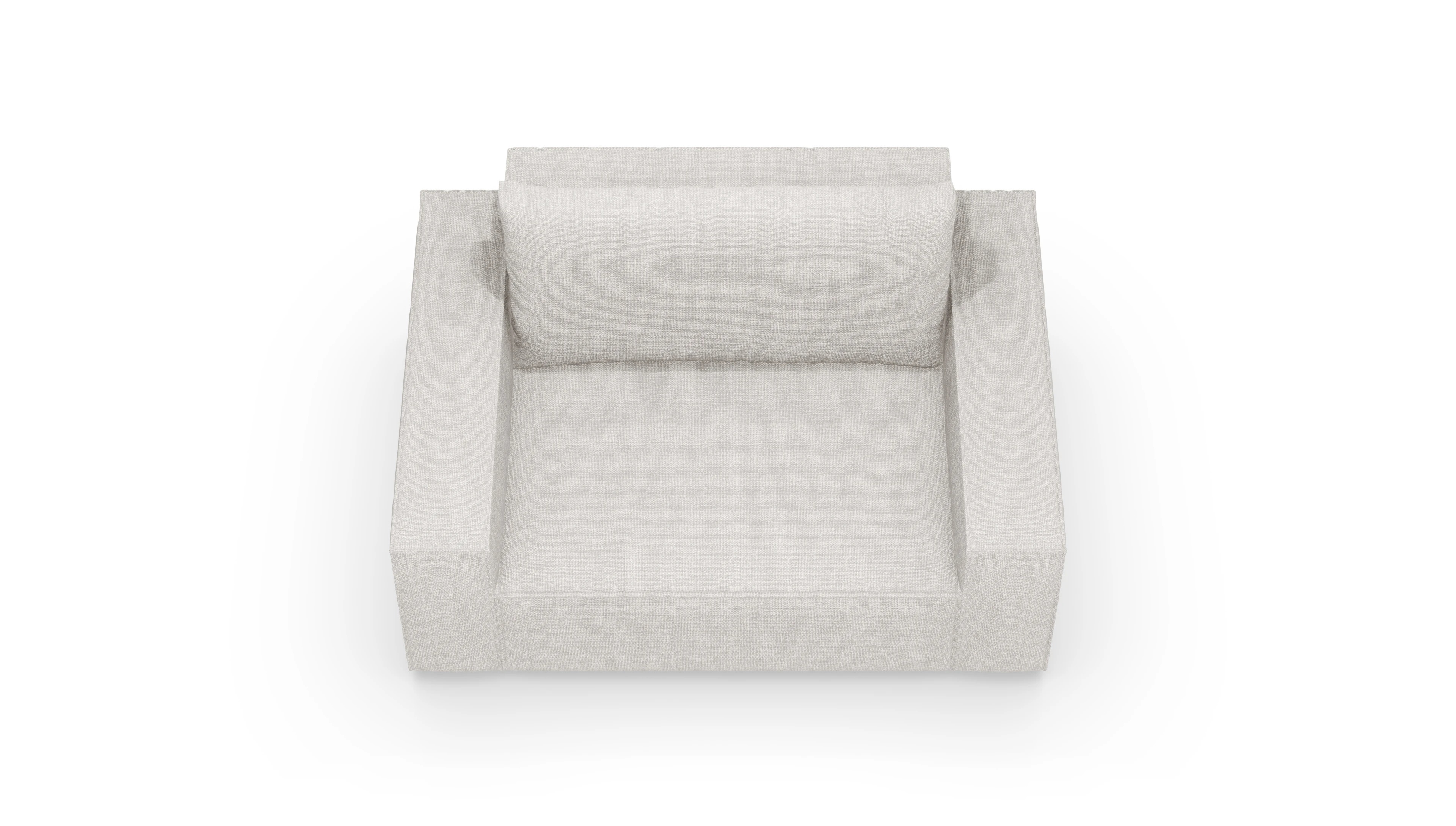 Designer-Sessel Cubo in Stoff Ansicht des Produktes Capara in Stoff weiß