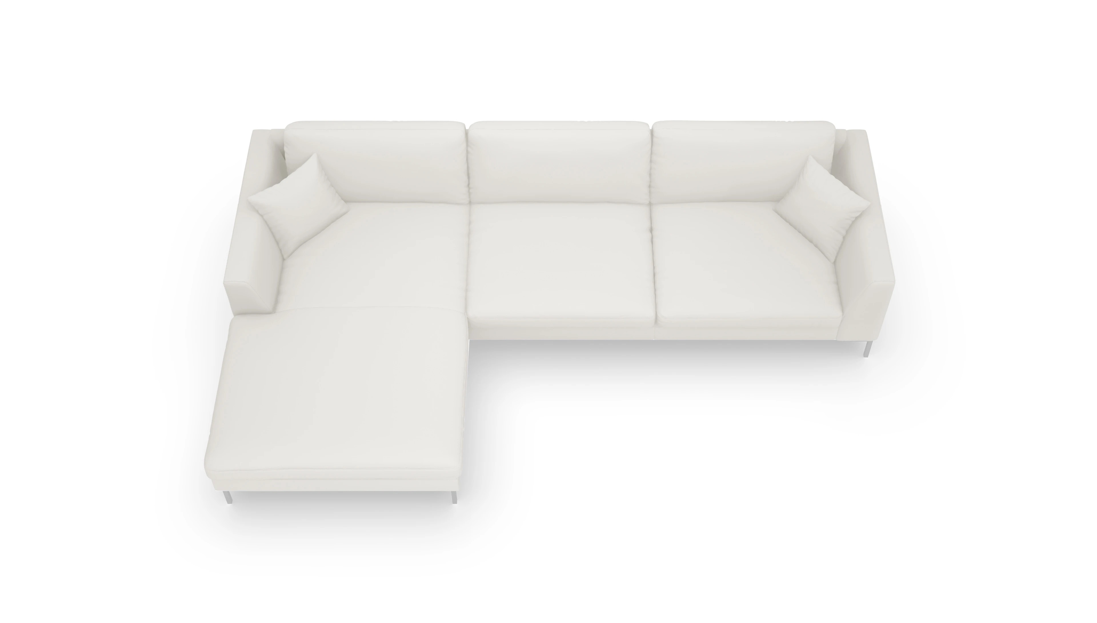 Ledersofa Larsen Ansicht des Produktes Larsen Sofa mit Rec links in Leder weiß