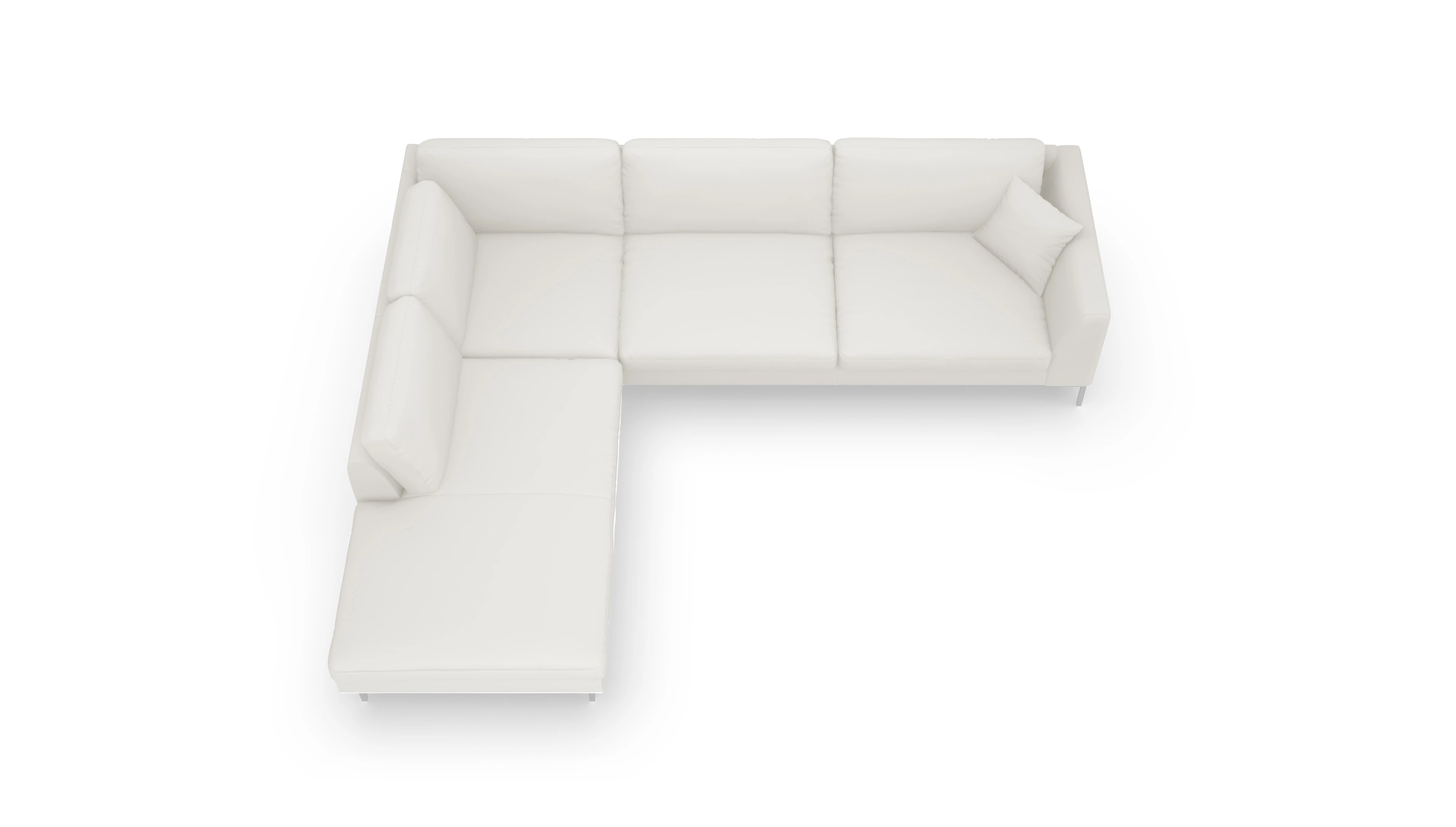 Ansicht des Produktes Larsen Sofa mit Ottomane links in Leder weiß