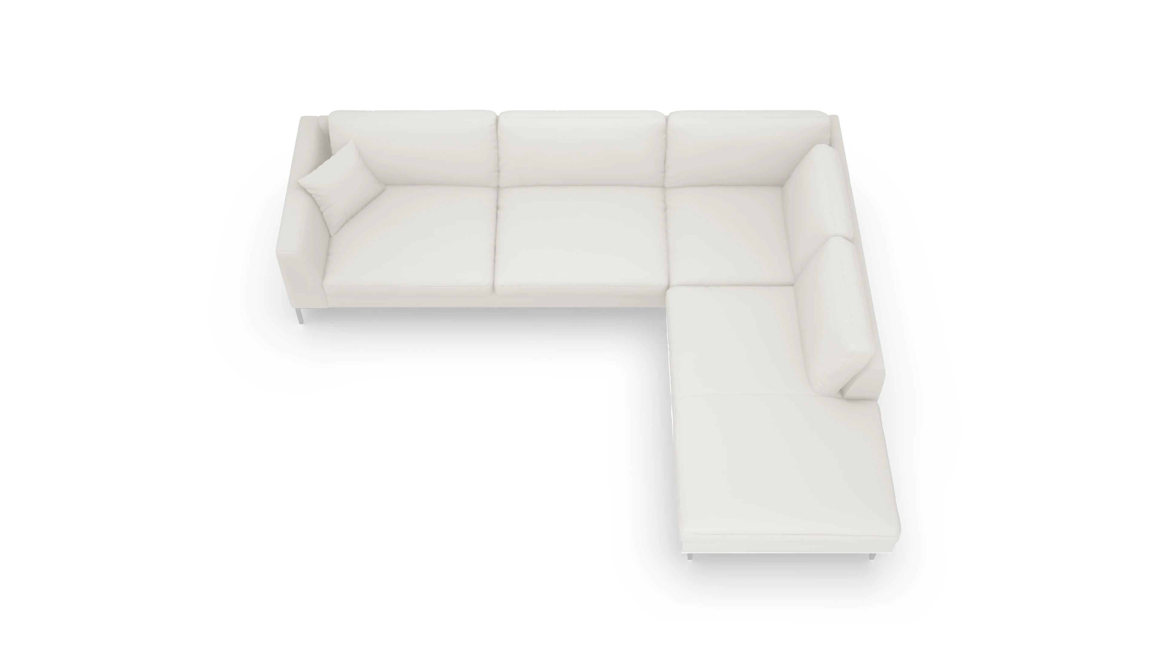 Ledersofa Larsen Ansicht des Produktes Larsen Sofa mit Ottomane rechts in Leder weiß