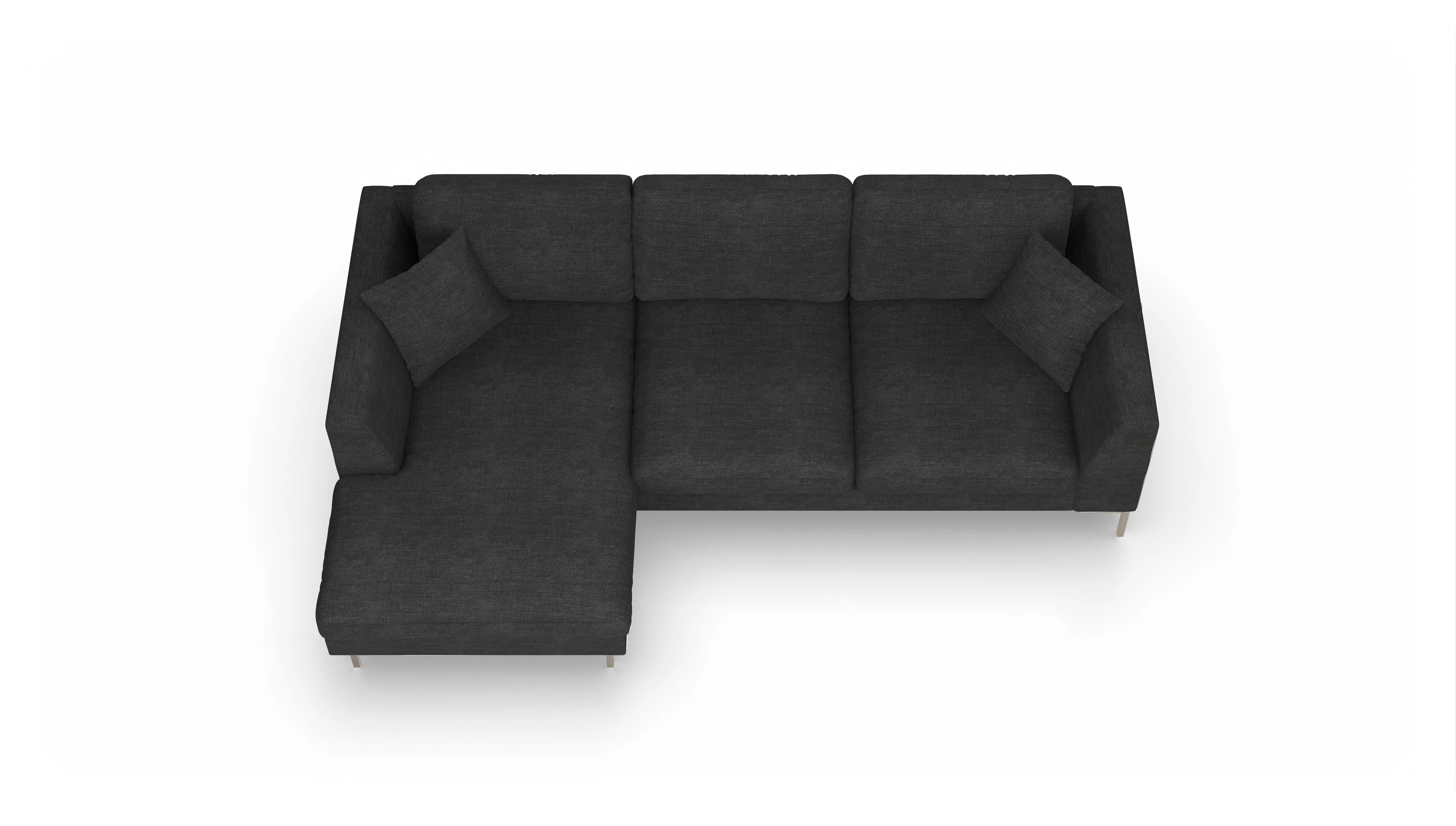 Ansicht des Produktes Larsen Sofa mit Rec links in Stoff schwarz