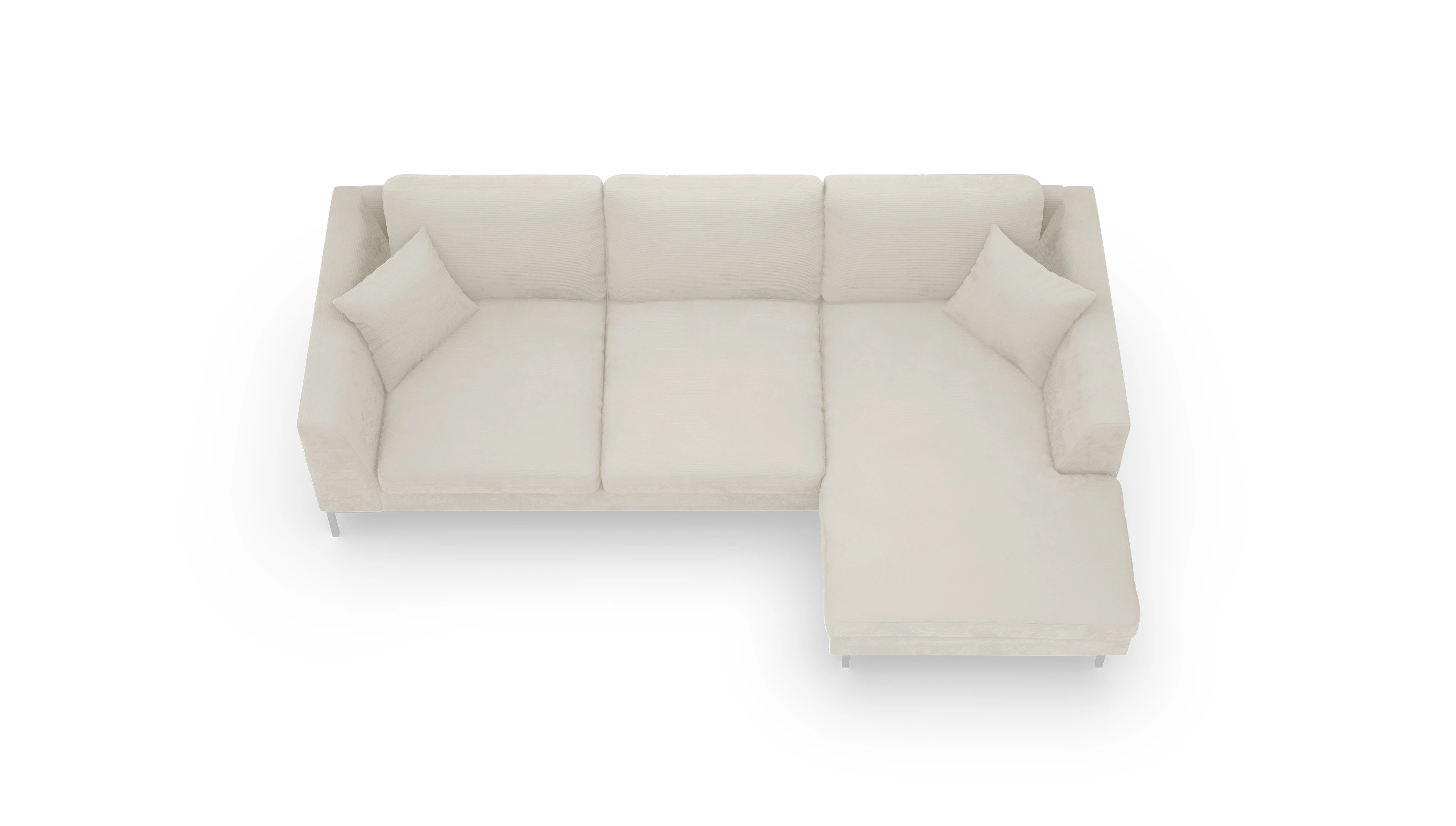 Ansicht des Produktes Larsen Sofa mit Rec rechts in Cord weiß