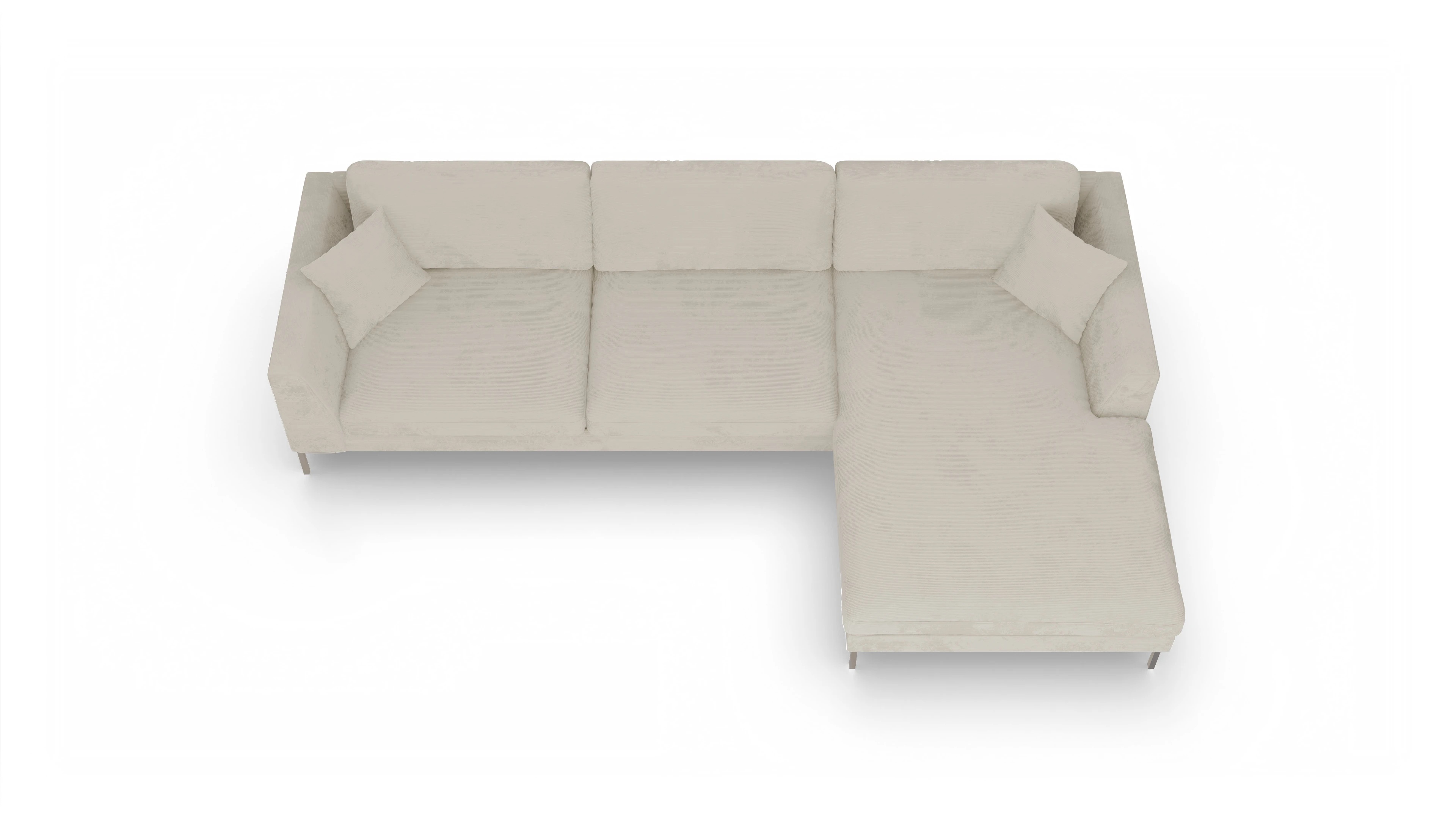 Ansicht des Produktes Larsen Sofa mit Rec rechts in Cord weiß