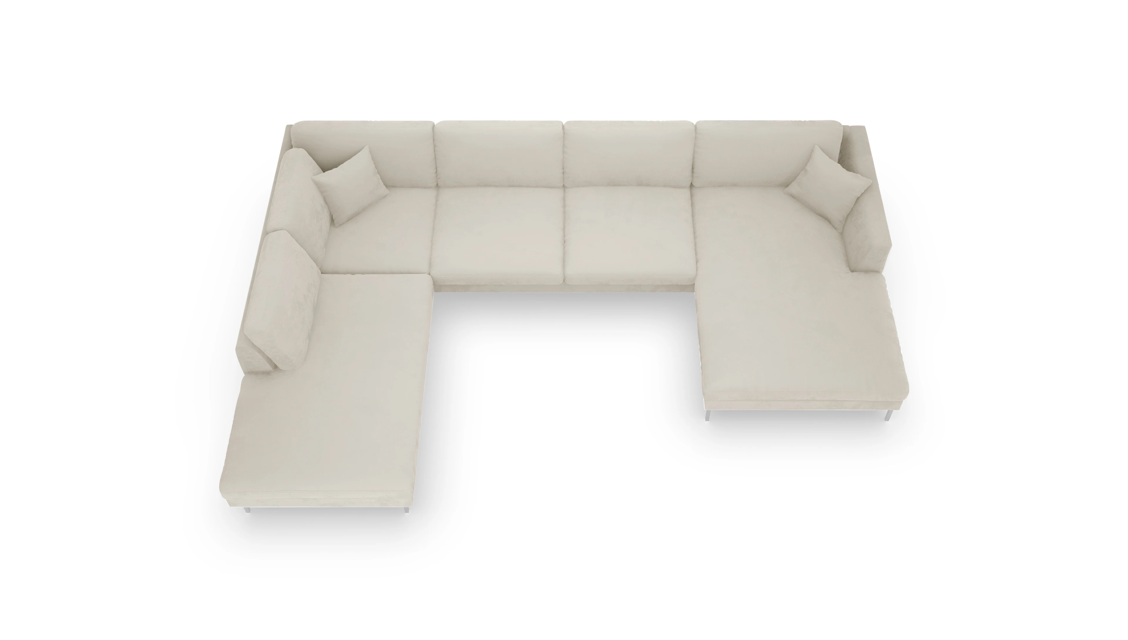 Designer-Sofa Larsen in Stoff Ansicht des Produktes Larsen Ecksofa Links in Cord weiß