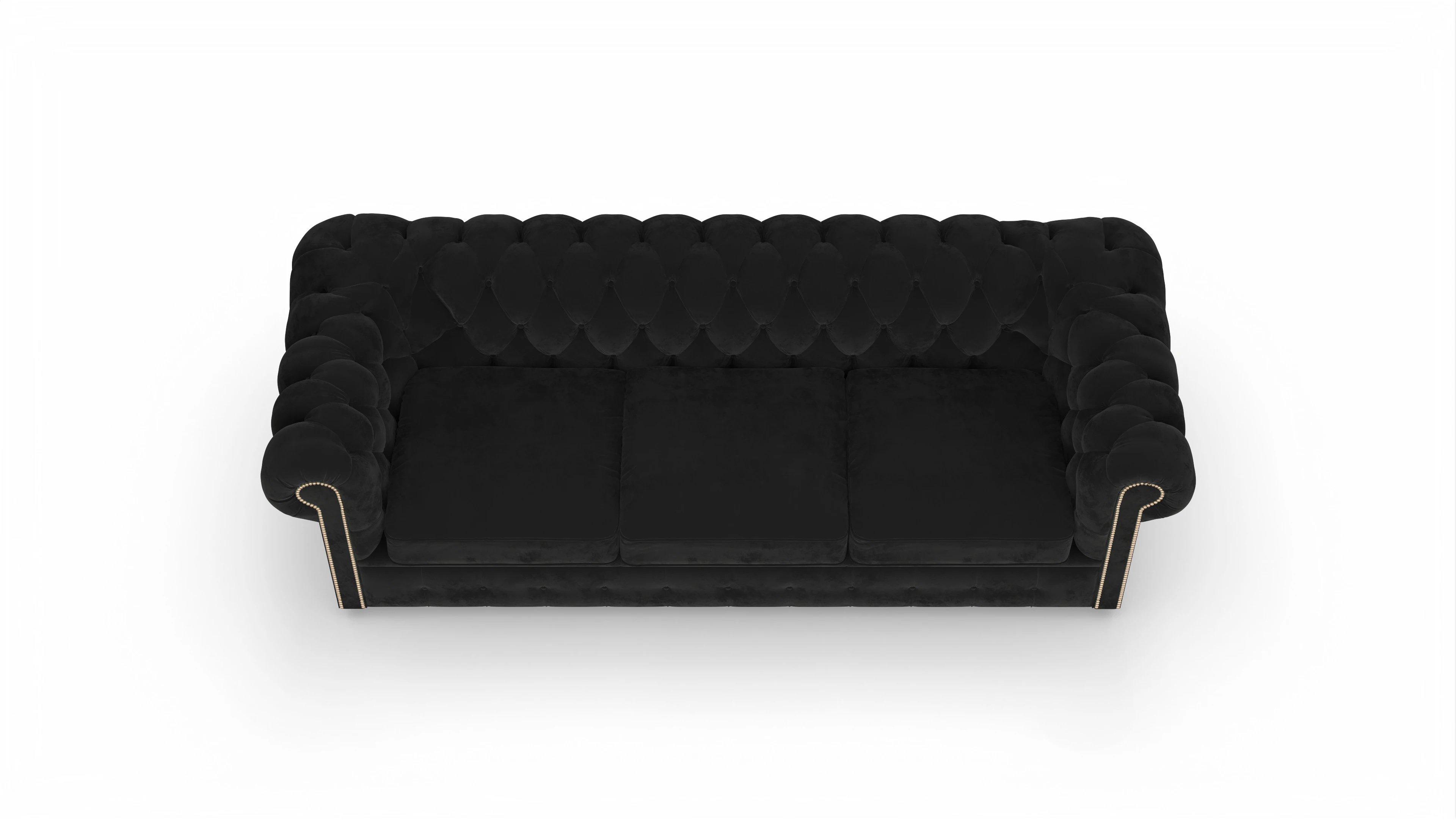 Chesterfield Samtsofa Brighton Ansicht des Produktes Brighton 4-Sitzer in Samt schwarz