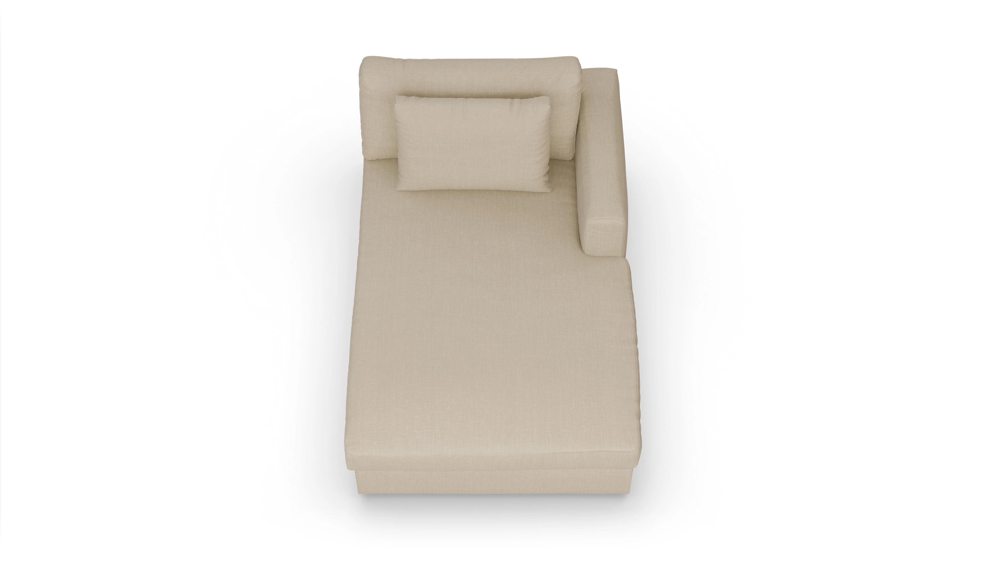 Sospiri Stoff-Récamiere Ansicht des Produktes Sospiri freistehende Récamiere rechts in Stoff beige