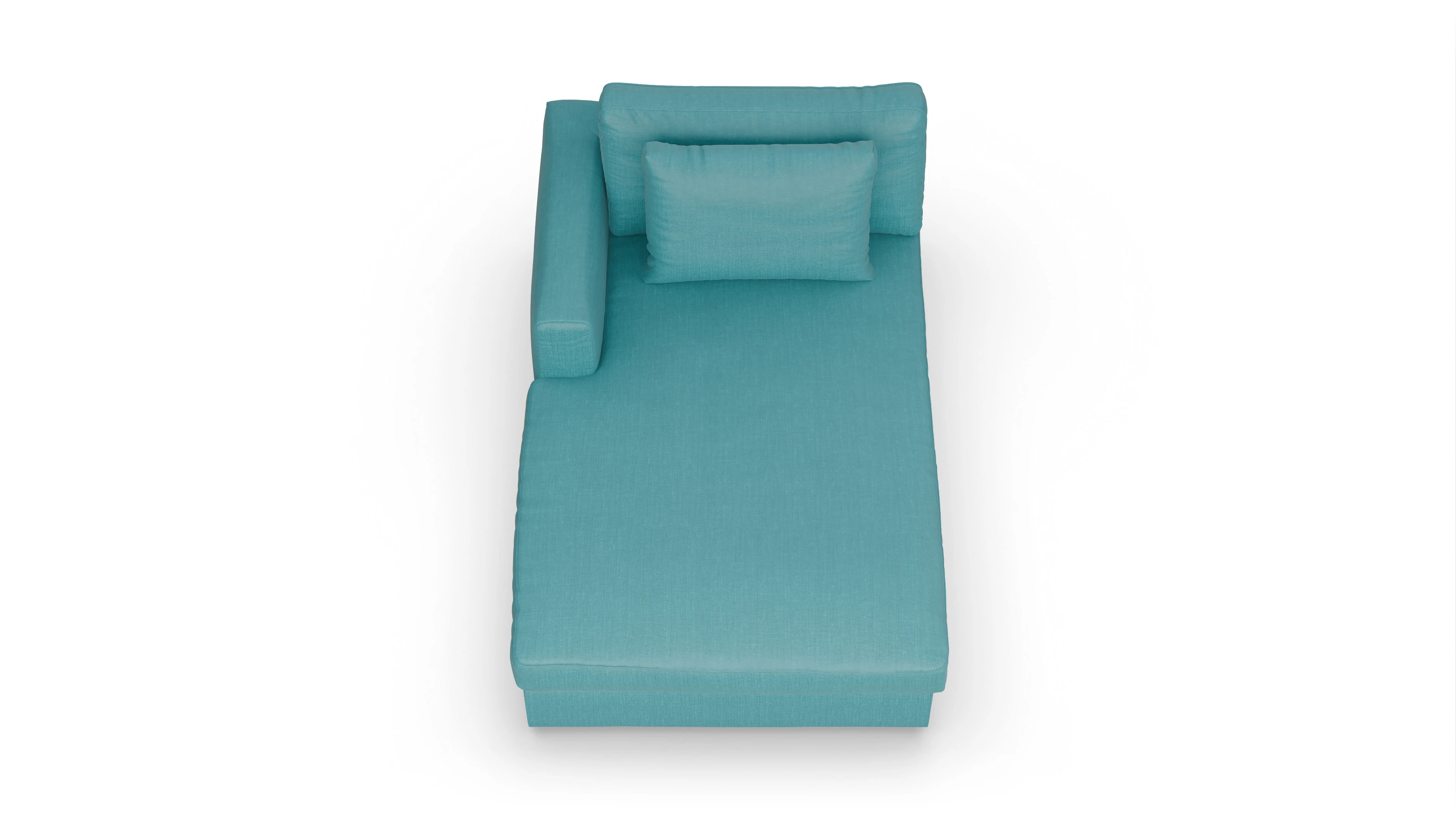 Sospiri Stoff-Récamiere Ansicht des Produktes Sospiri freistehende Récamiere links in Stoff blau