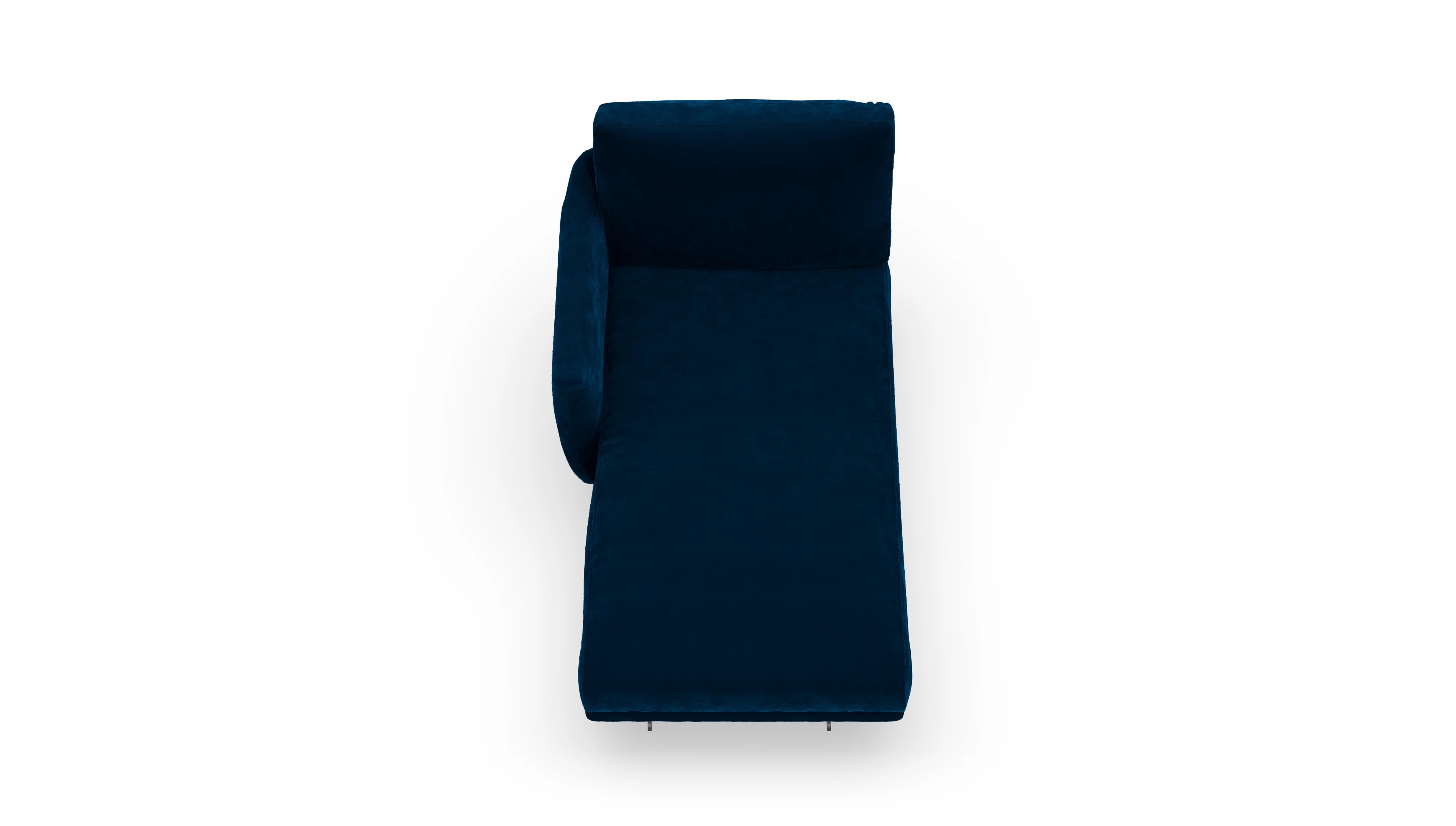 Boteri Stoff-Récamiere Ansicht des Produktes Boteri freistehende Récamiere links in Samt blau