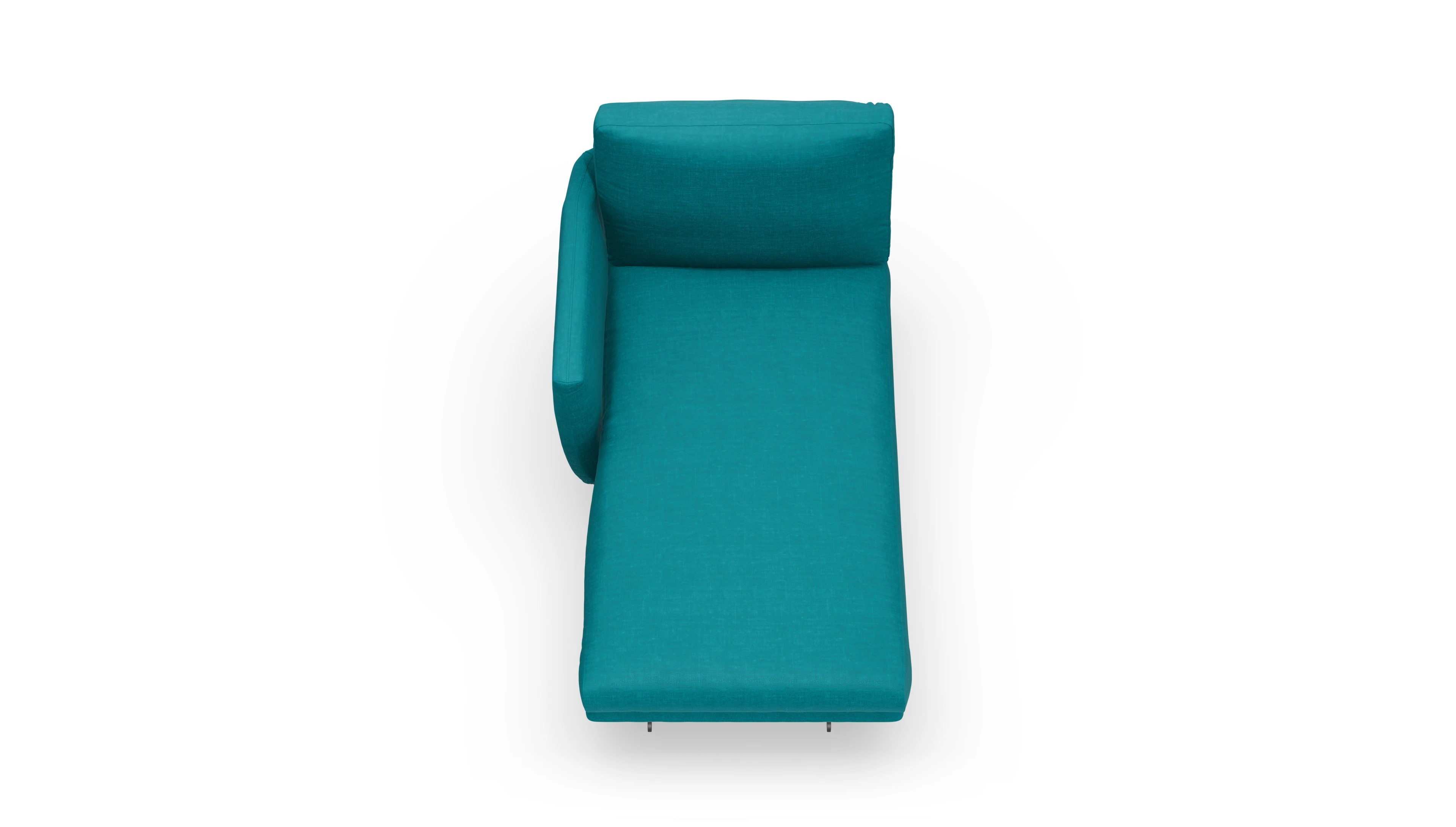 Boteri Stoff-Récamiere Ansicht des Produktes Boteri freistehende Récamiere links in Stoff blau