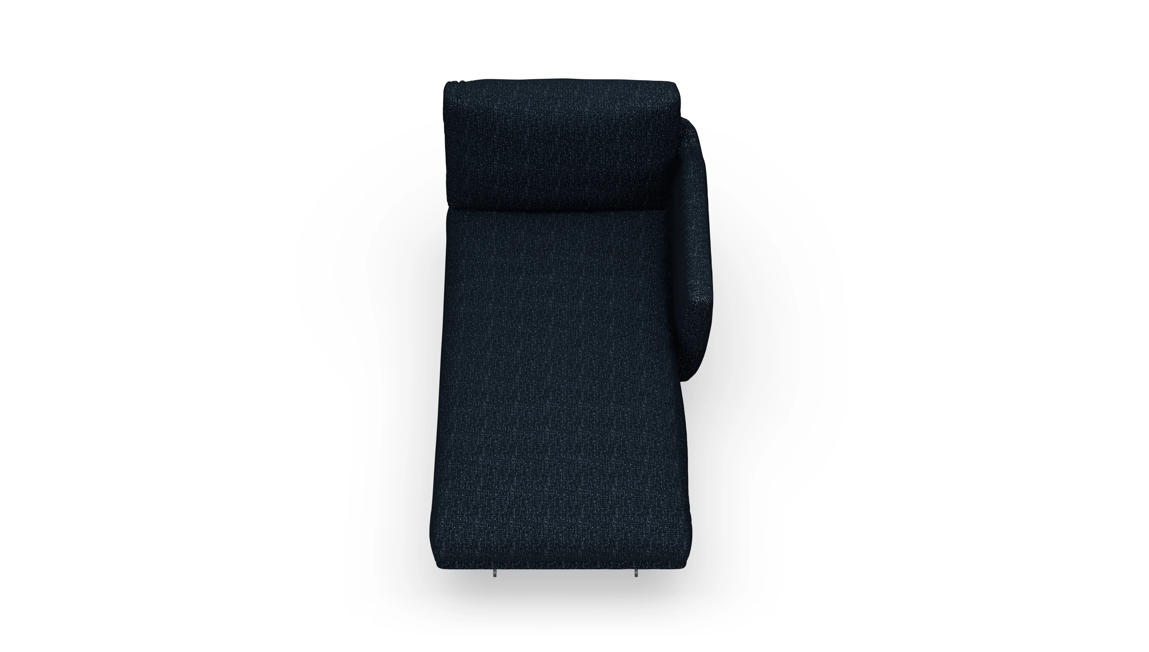 Boteri Stoff-Récamiere Ansicht des Produktes Boteri freistehende Récamiere rechts in Stoff blau