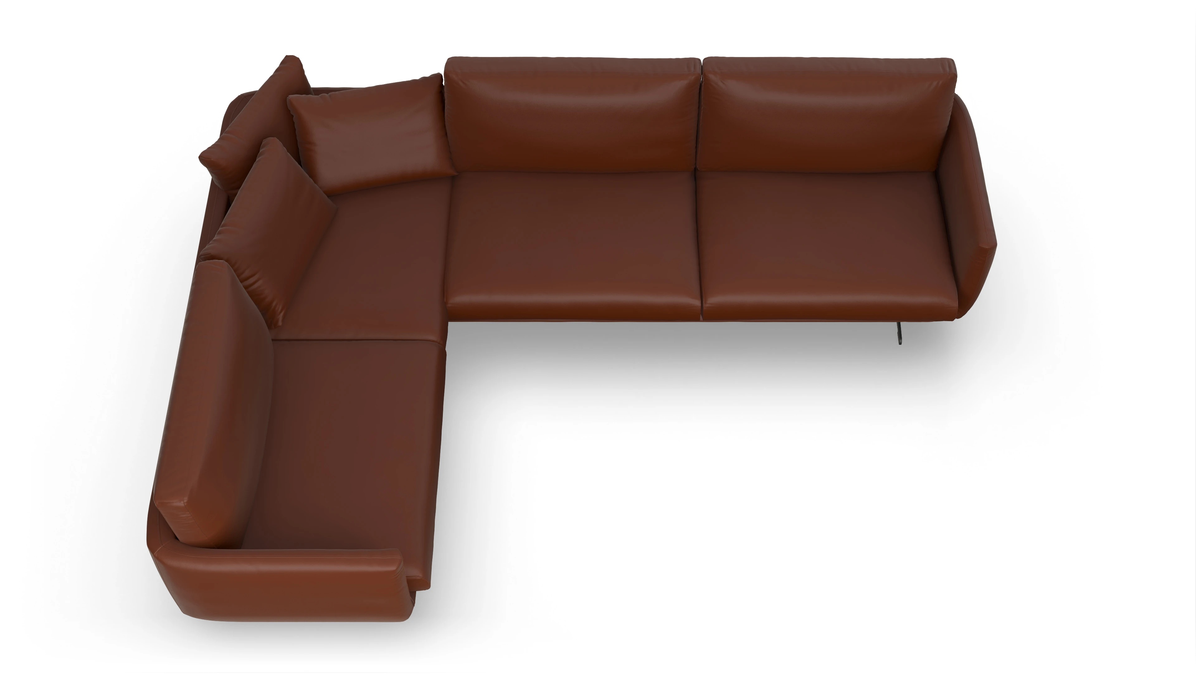 Designer-Ledersofa Boteri Ansicht des Produktes Boteri Ecksofa Links in Leder braun
