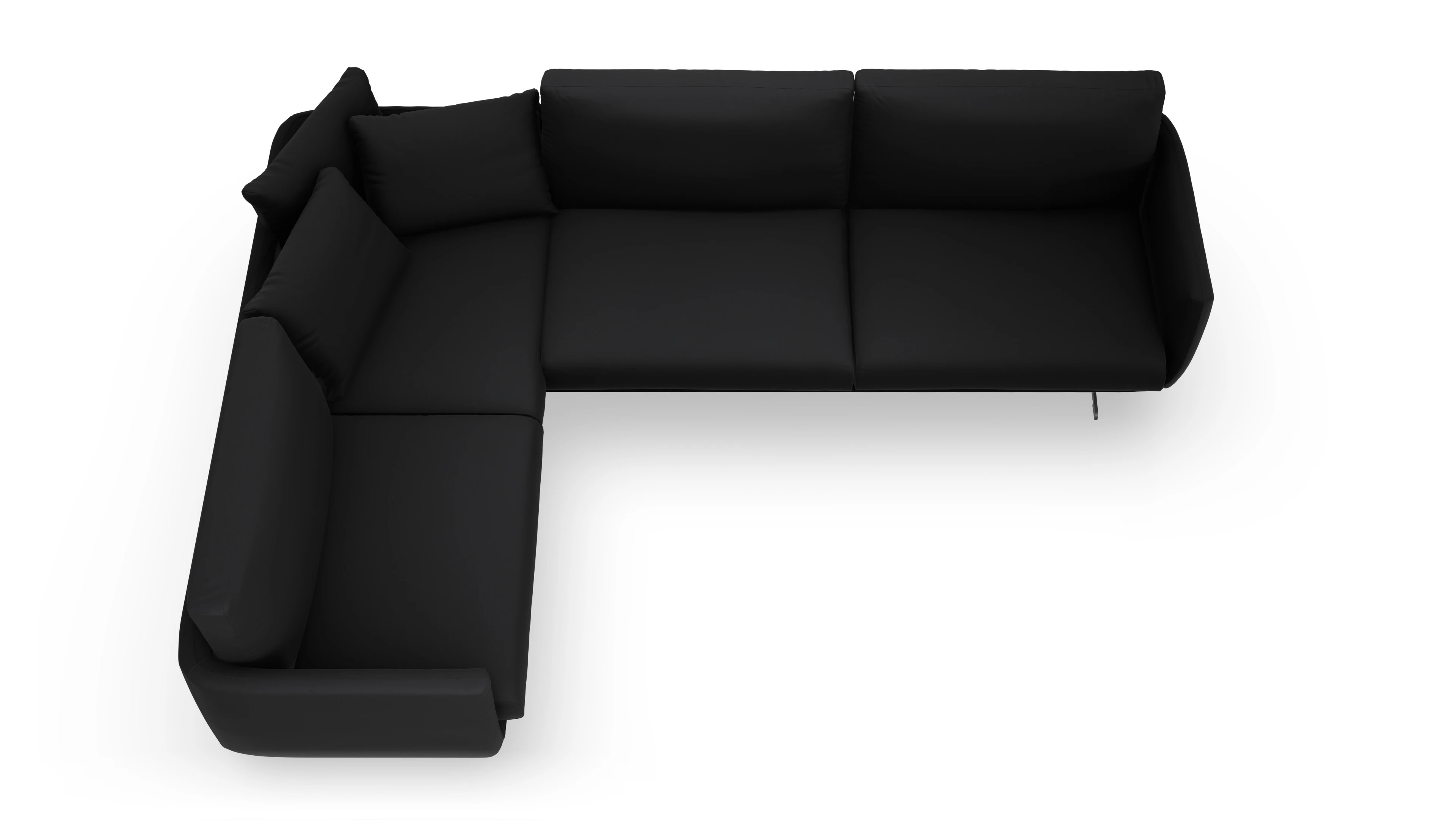 Designer-Ledersofa Boteri Ansicht des Produktes Boteri Ecksofa Links in Leder schwarz