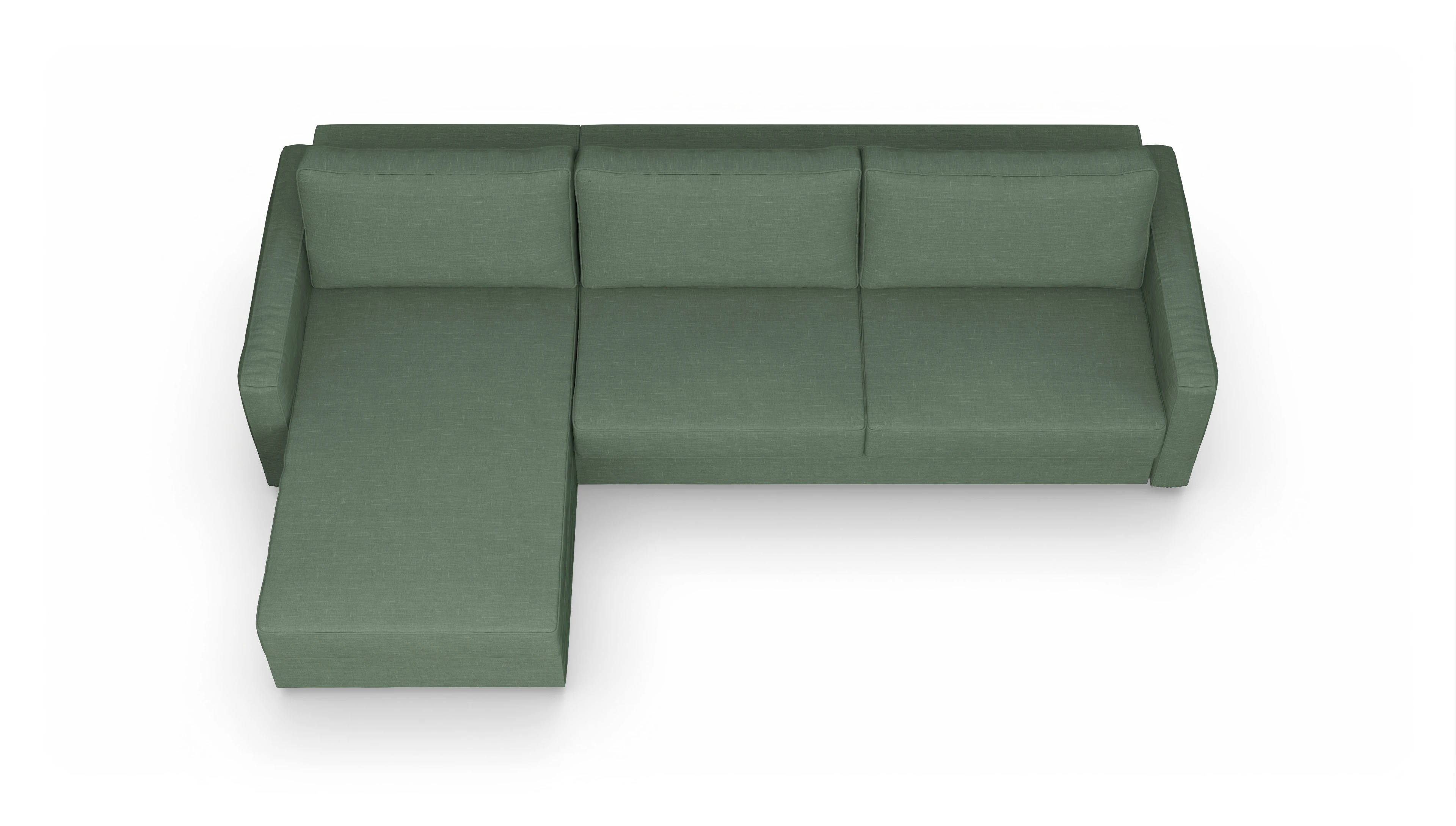 Ansicht des Produktes Ferali Sofa mit Rec links in Stoff grün