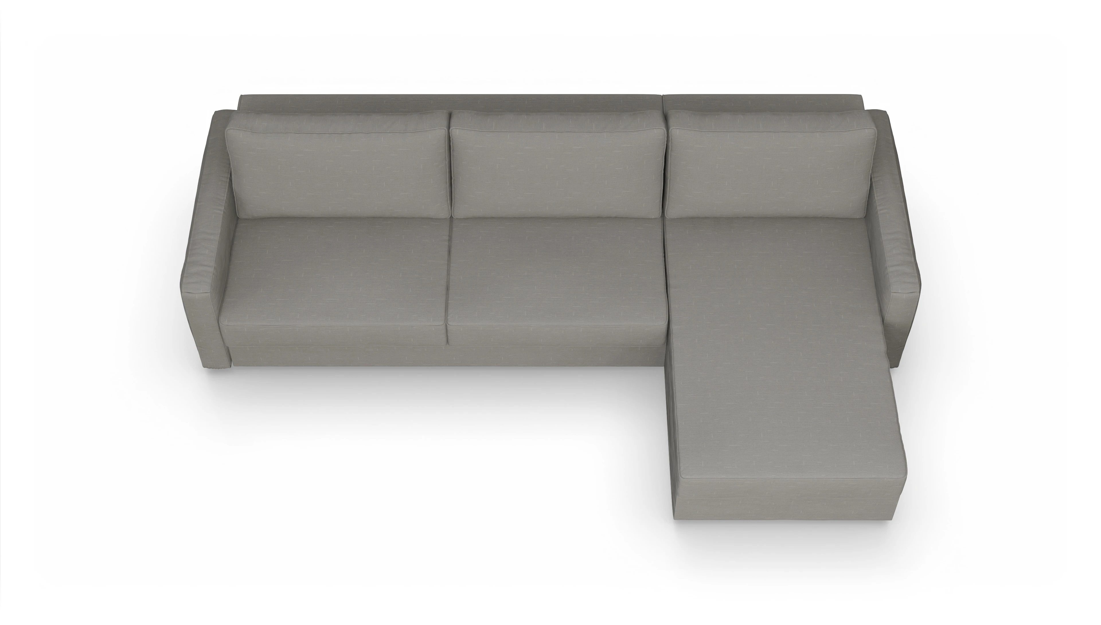Design-Couch Ferali Ansicht des Produktes Ferali Sofa mit Rec rechts in Stoff grau