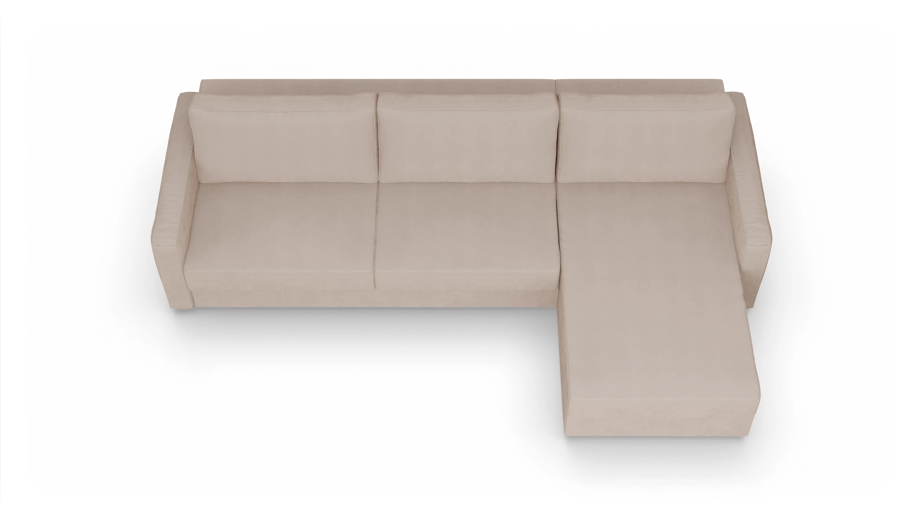 Design-Couch Ferali Ansicht des Produktes Ferali Sofa mit Rec rechts in Samt beige