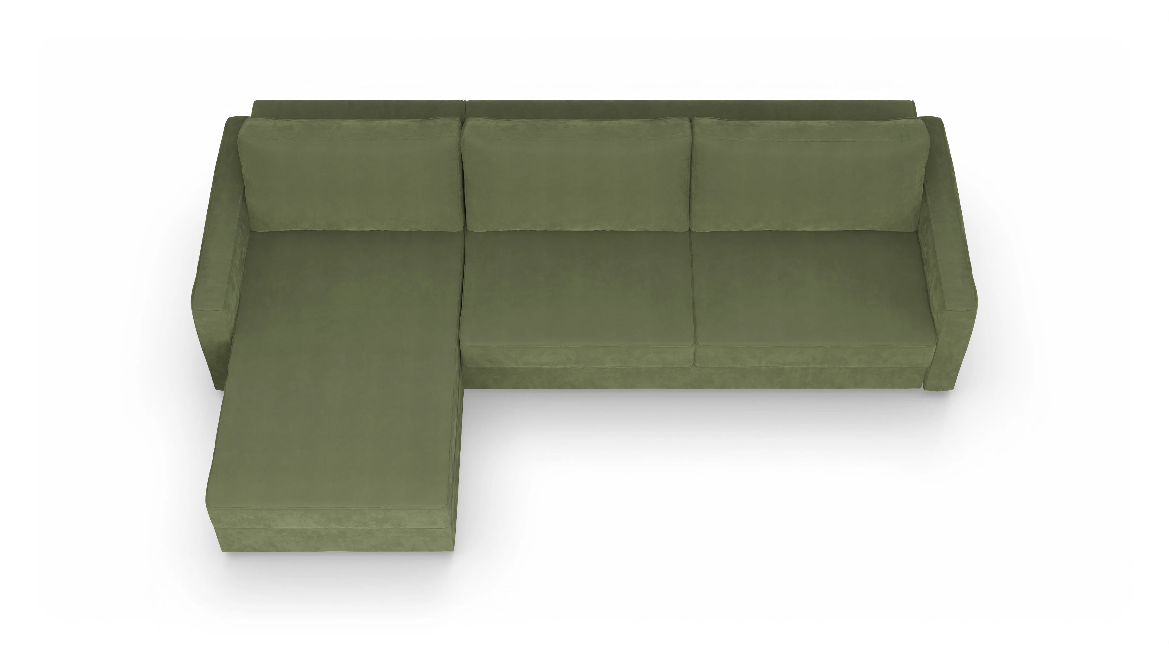 Design-Couch Ferali Ansicht des Produktes Ferali Sofa mit Rec links in Samt grün