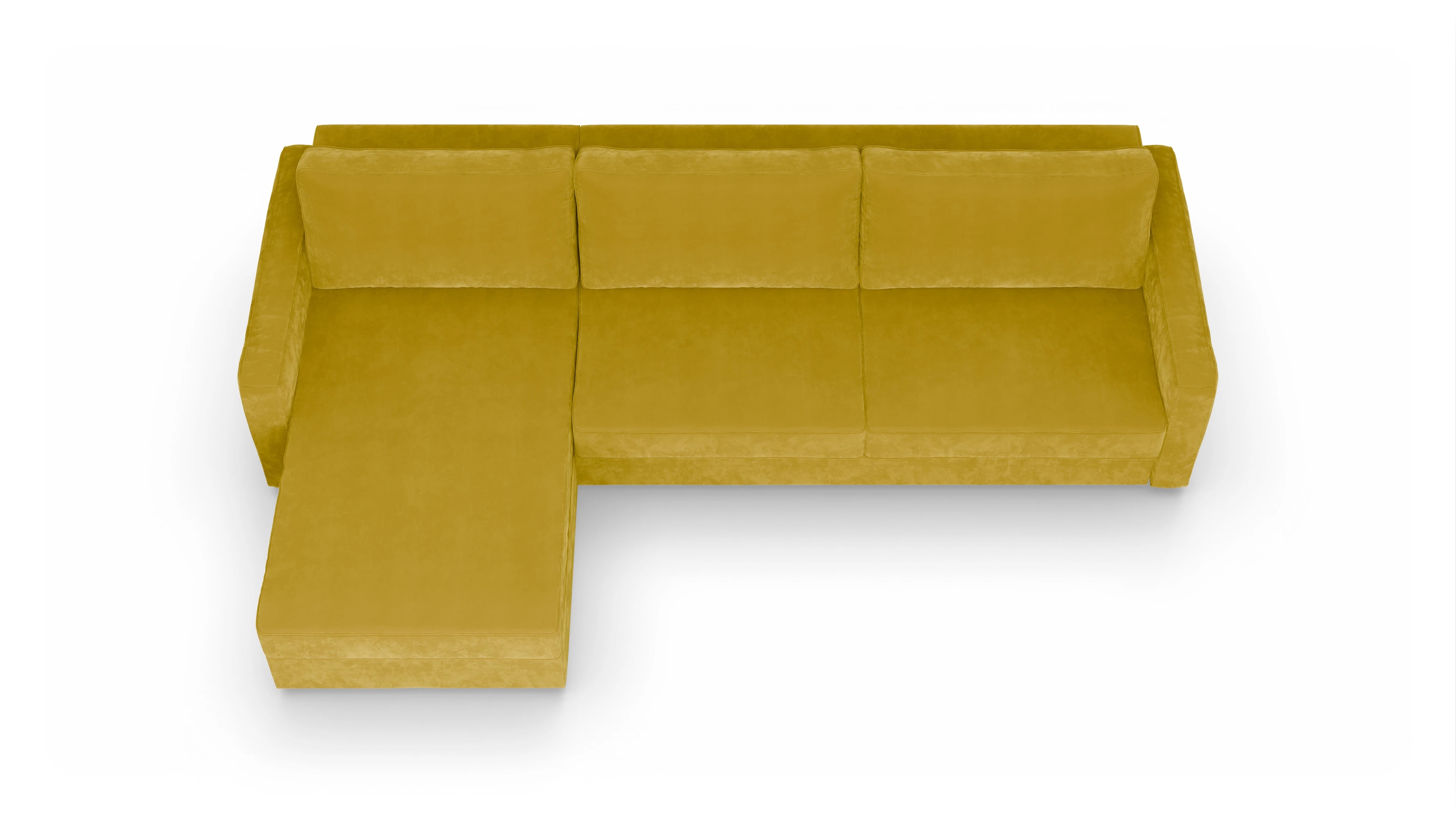 Ansicht des Produktes Ferali Sofa mit Rec links in Samt gelb