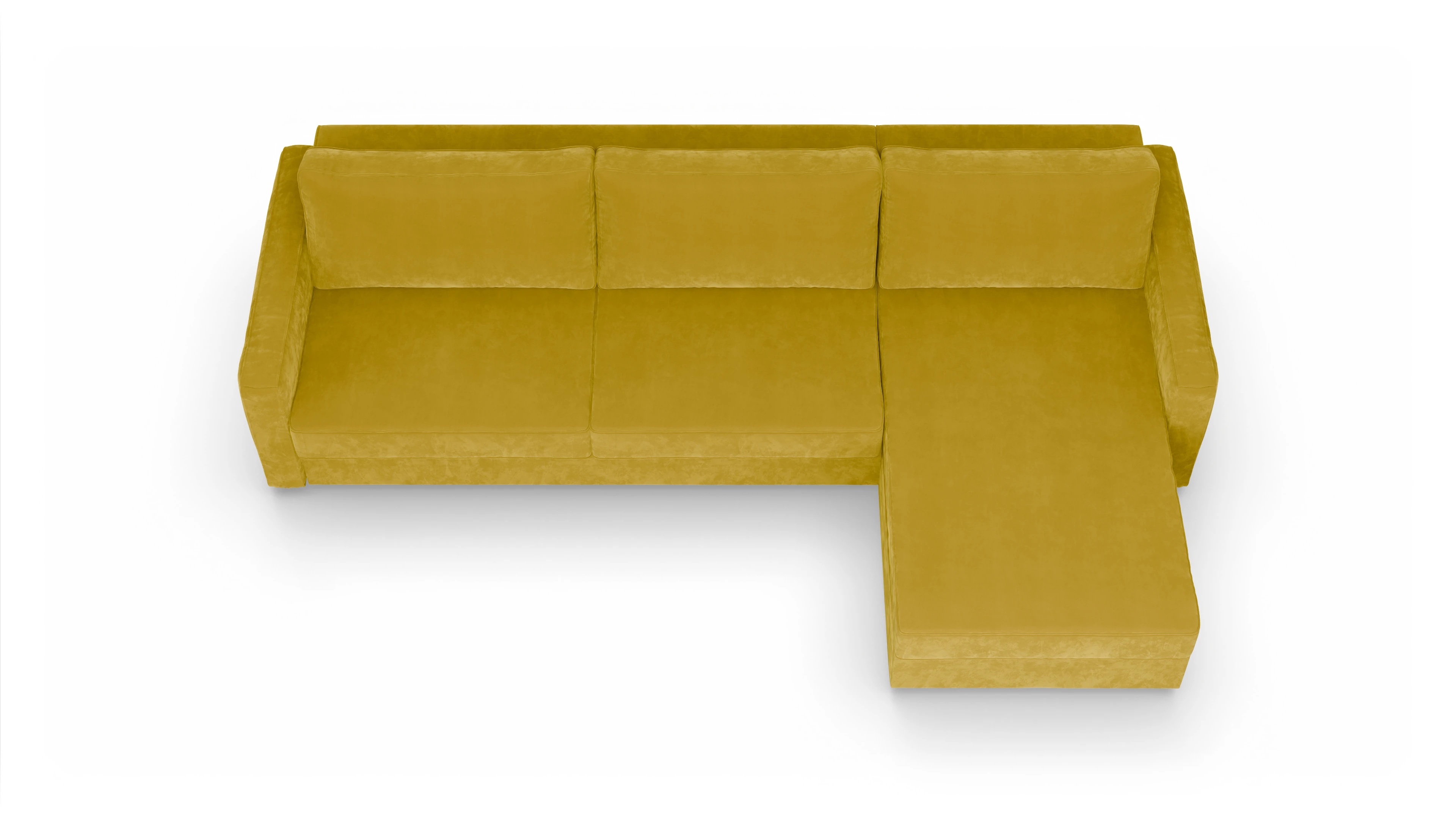 Ansicht des Produktes Ferali Sofa mit Rec rechts in Samt gelb