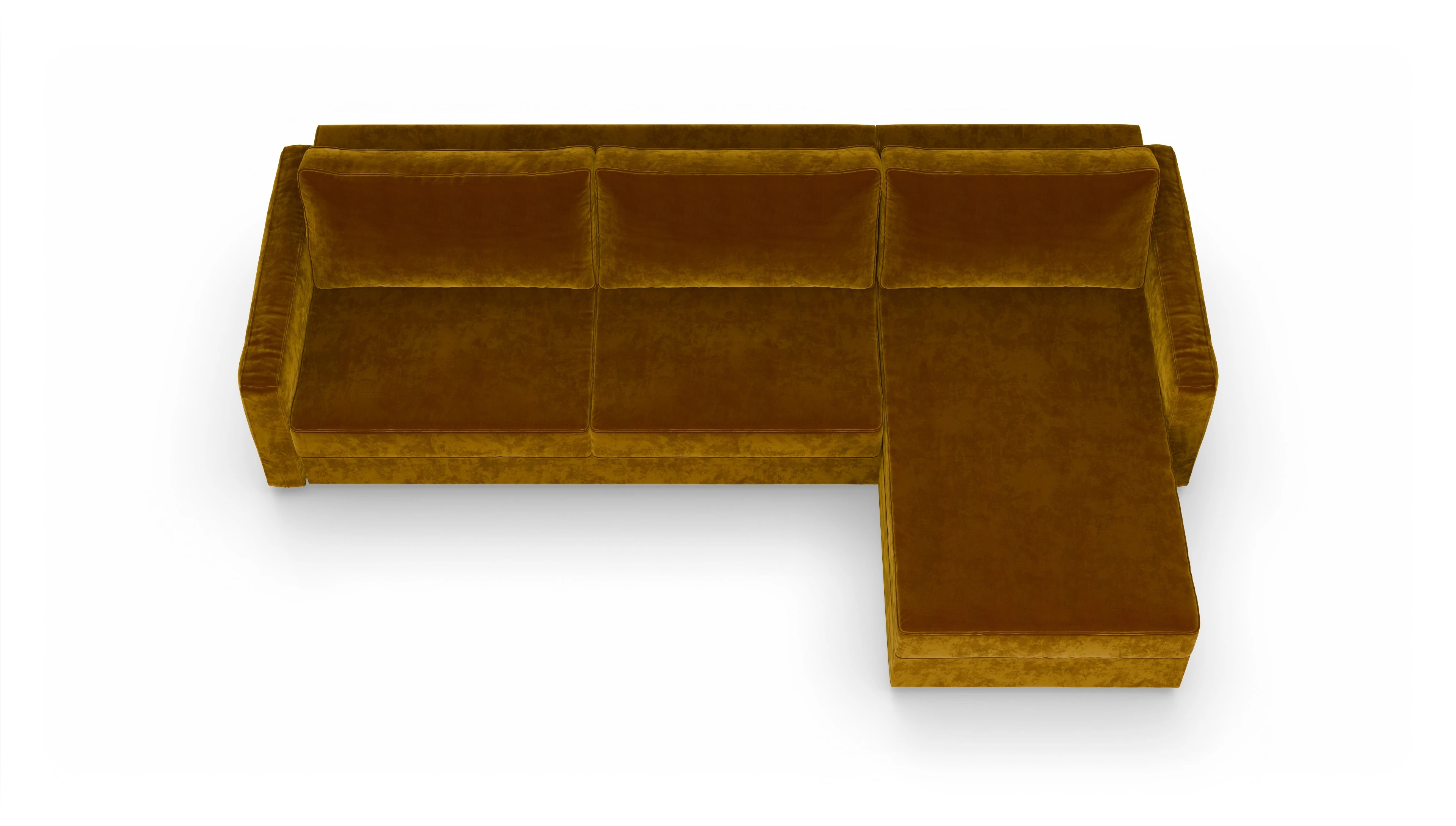 Ansicht des Produktes Ferali Sofa mit Rec rechts in Samt gelb