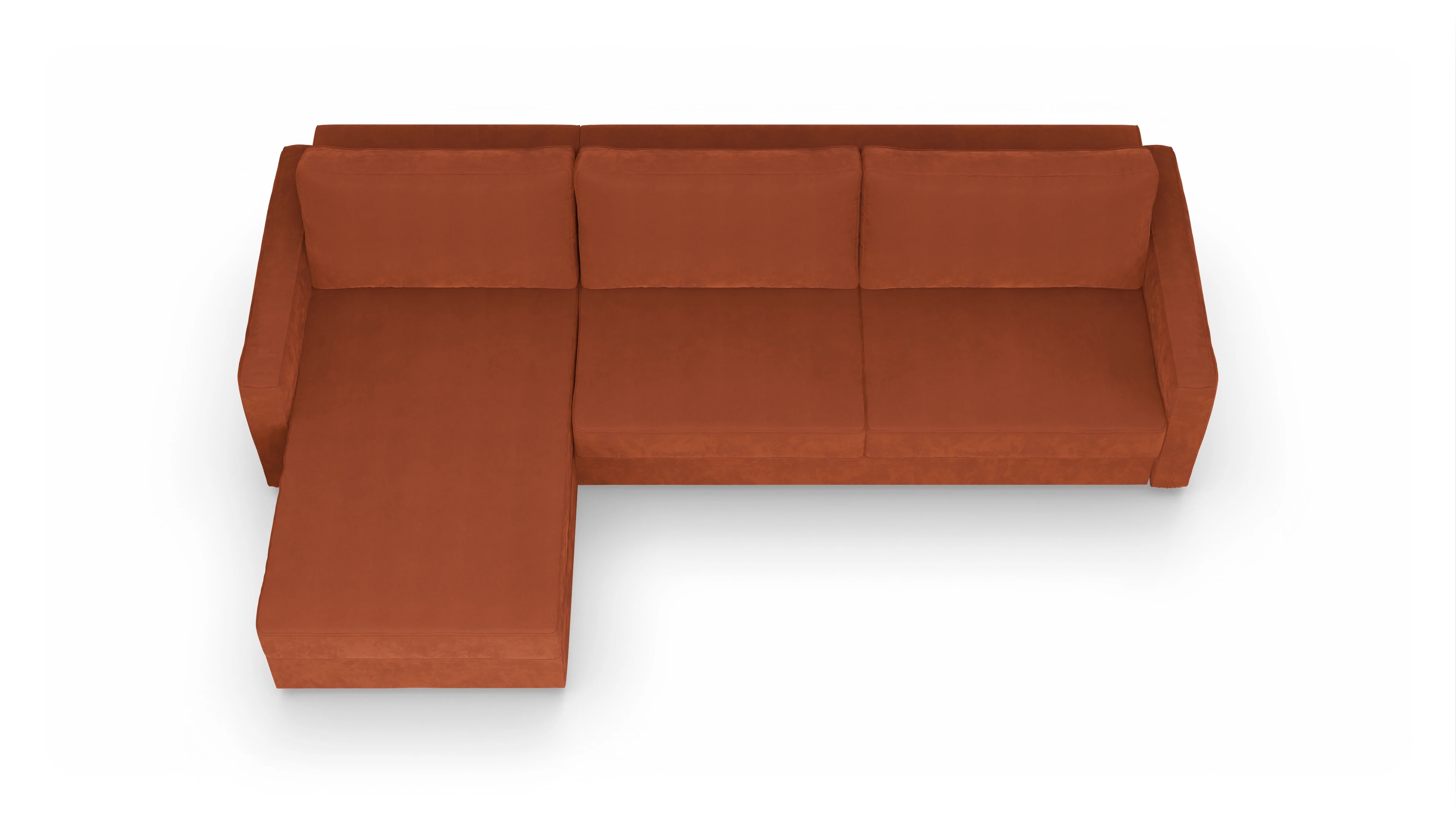 Ansicht des Produktes Ferali Sofa mit Rec links in Samt orange