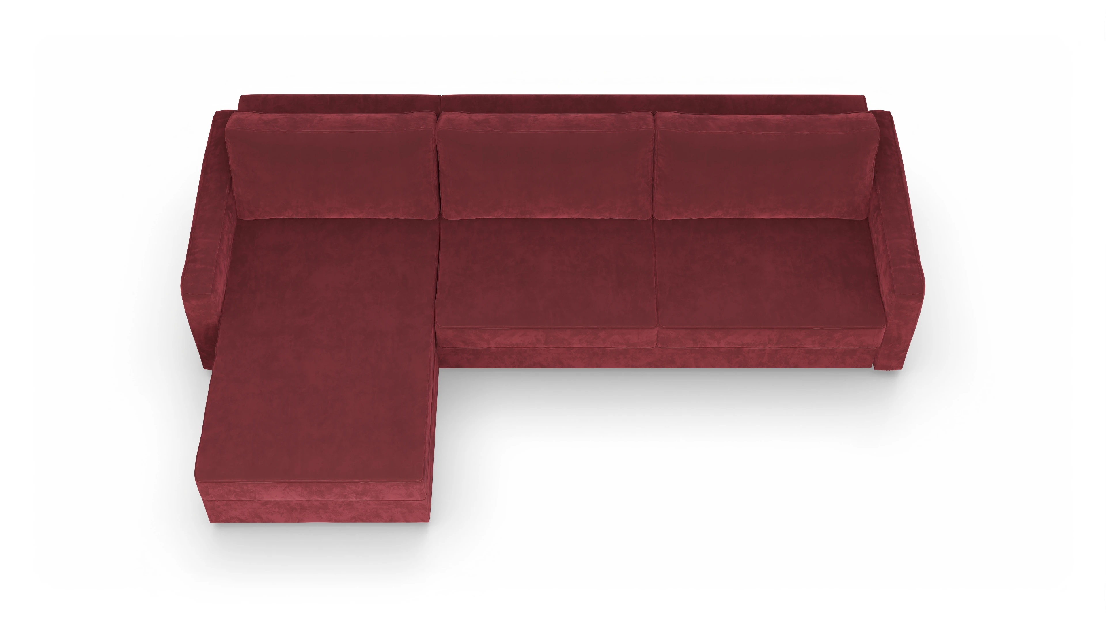 Ansicht des Produktes Ferali Sofa mit Rec links in Samt rot
