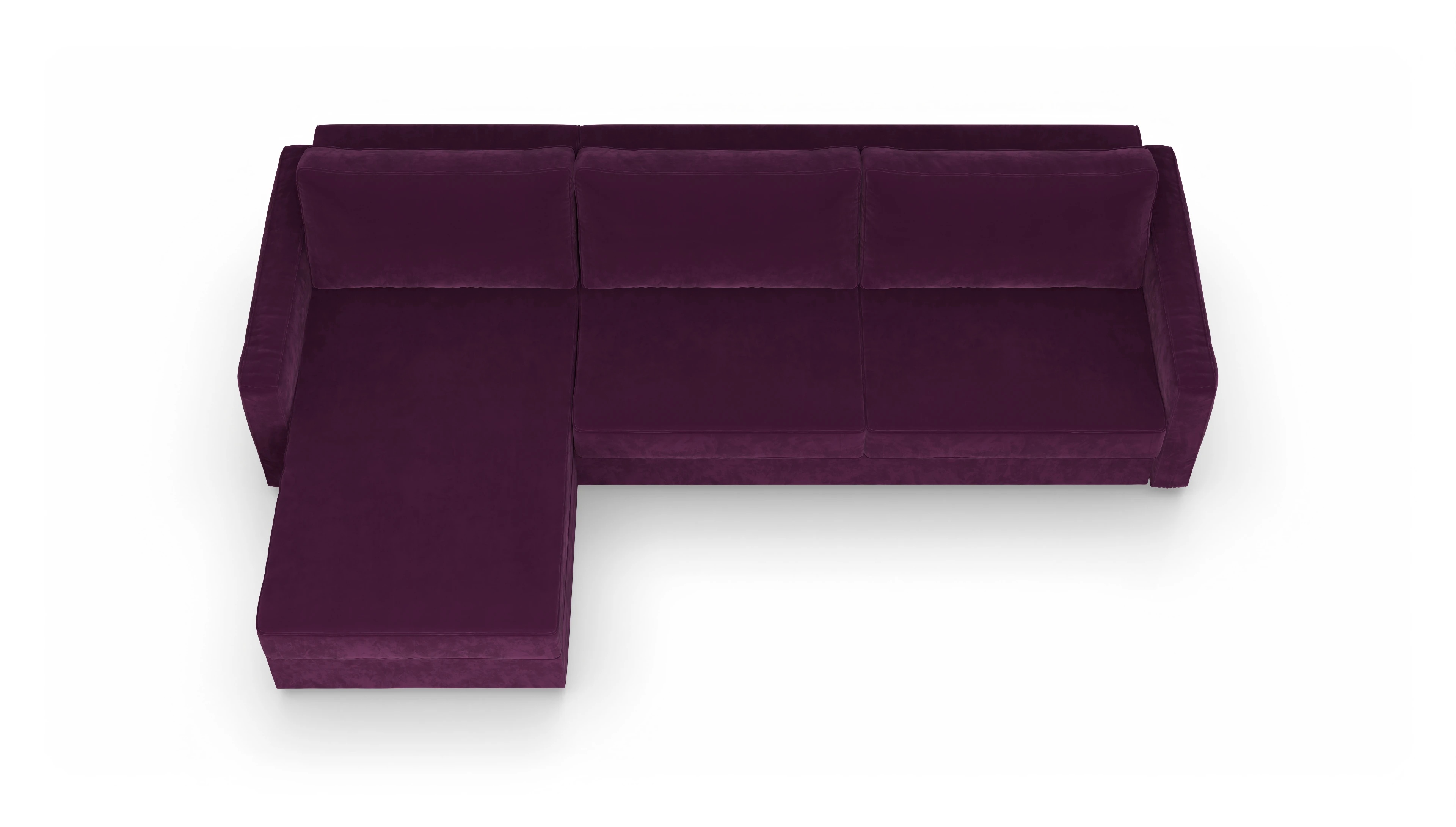 Design-Couch Ferali Ansicht des Produktes Ferali Sofa mit Rec links in Samt rot