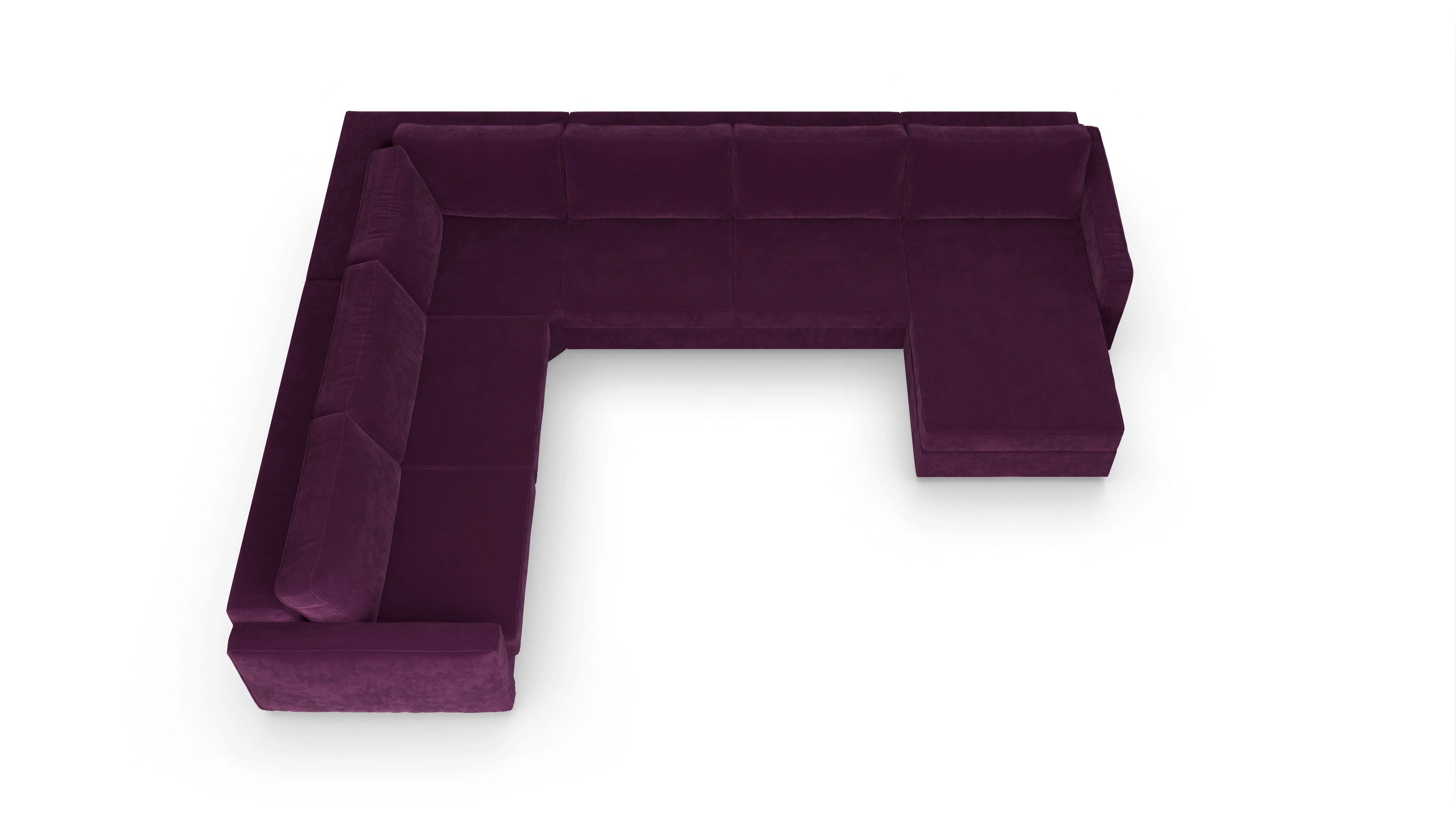 Design-Couch Ferali Ansicht des Produktes Ferali U-Form links in Samt rot