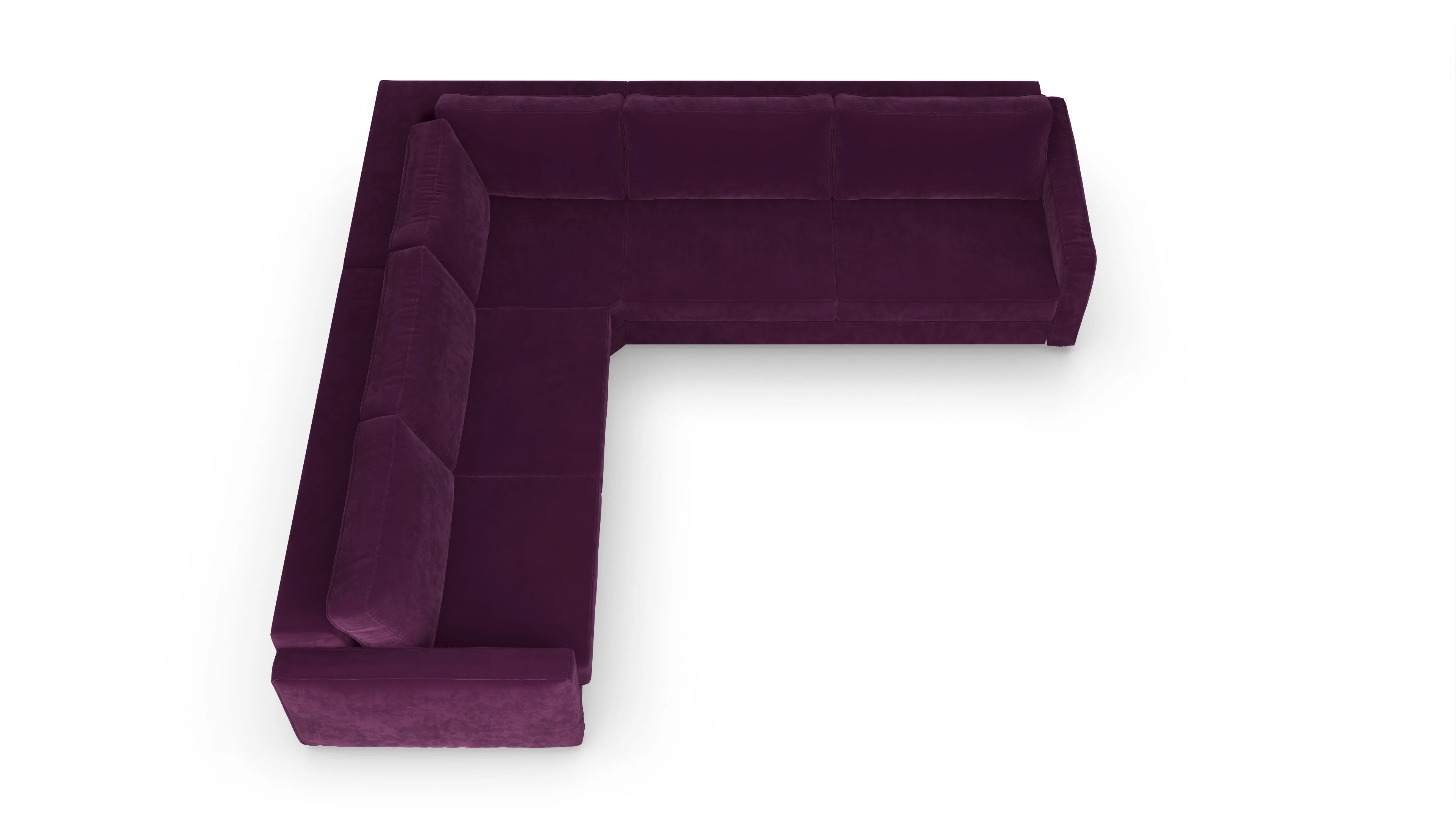 Design-Couch Ferali Ansicht des Produktes Ferali Ecksofa Links in Samt rot