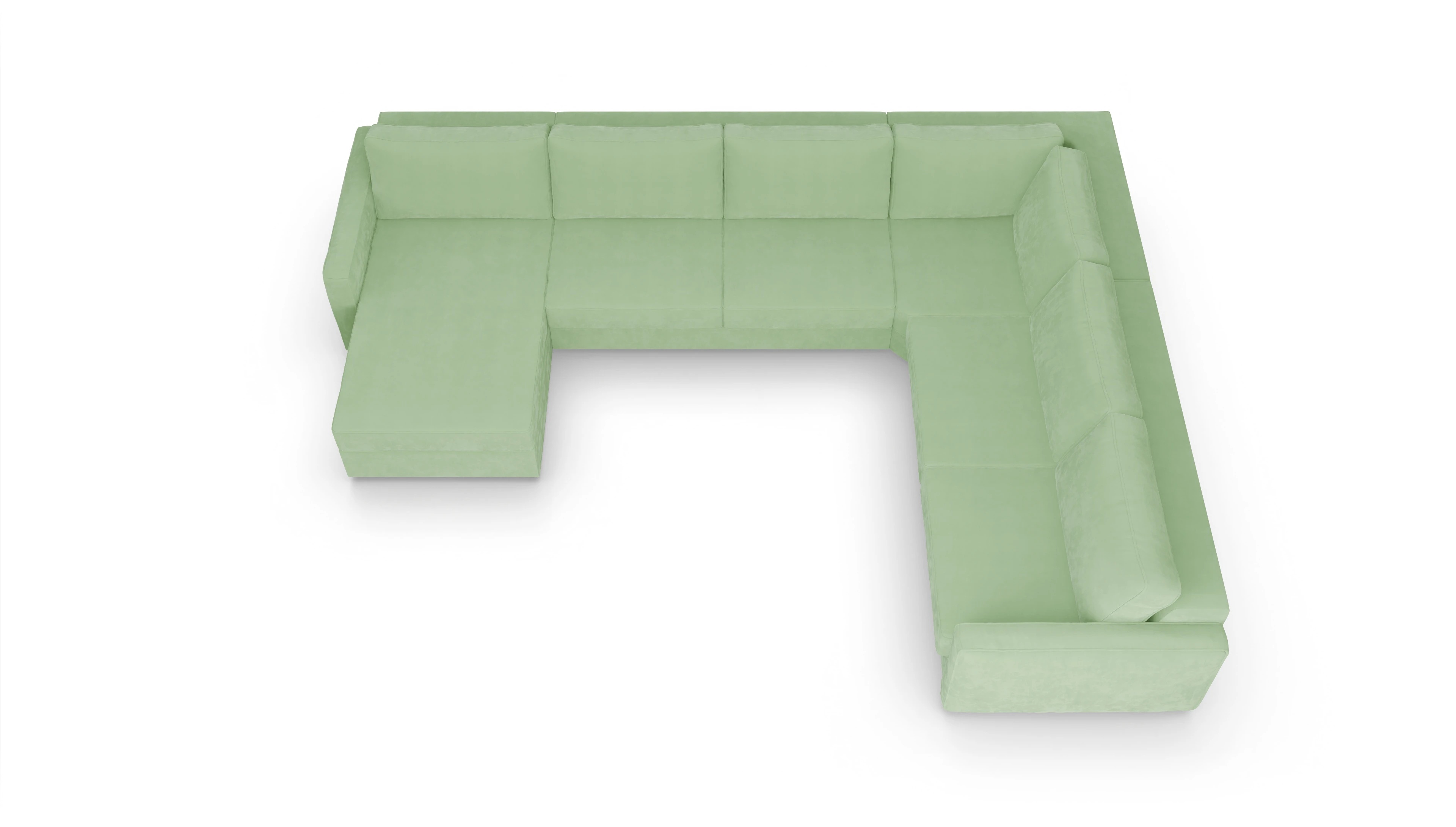 Design-Couch Ferali Ansicht des Produktes Ferali U-Form rechts in Samt grün
