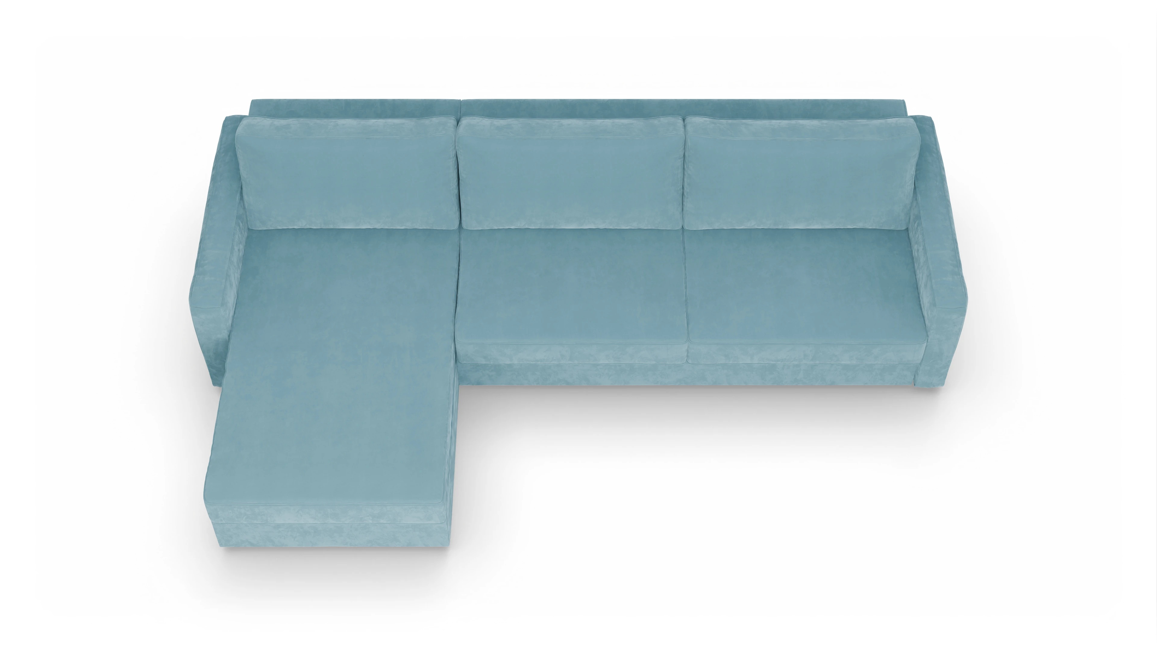 Ansicht des Produktes Ferali Sofa mit Rec links in Samt blau