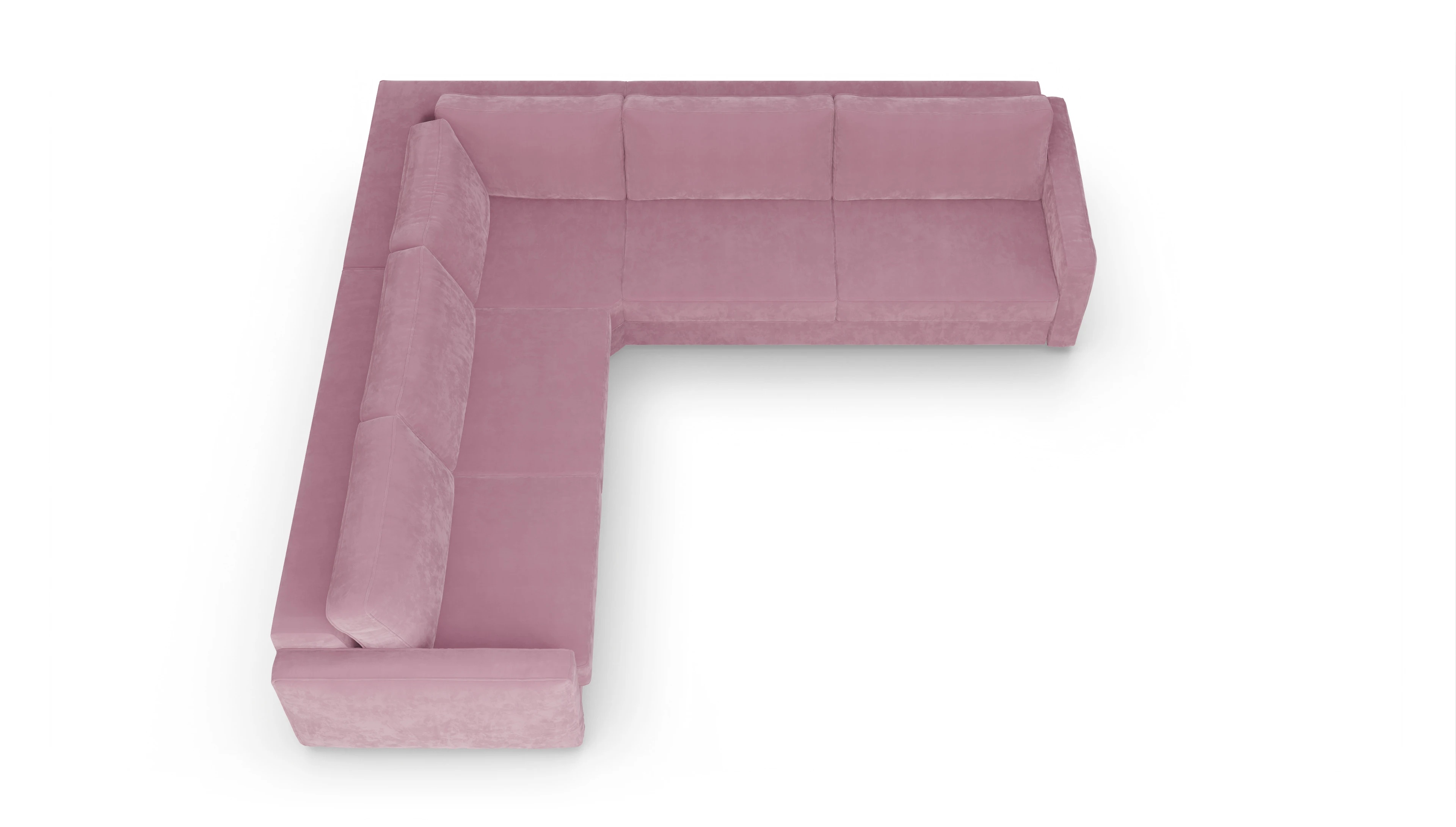 Design-Couch Ferali Ansicht des Produktes Ferali Ecksofa Links in Samt rot