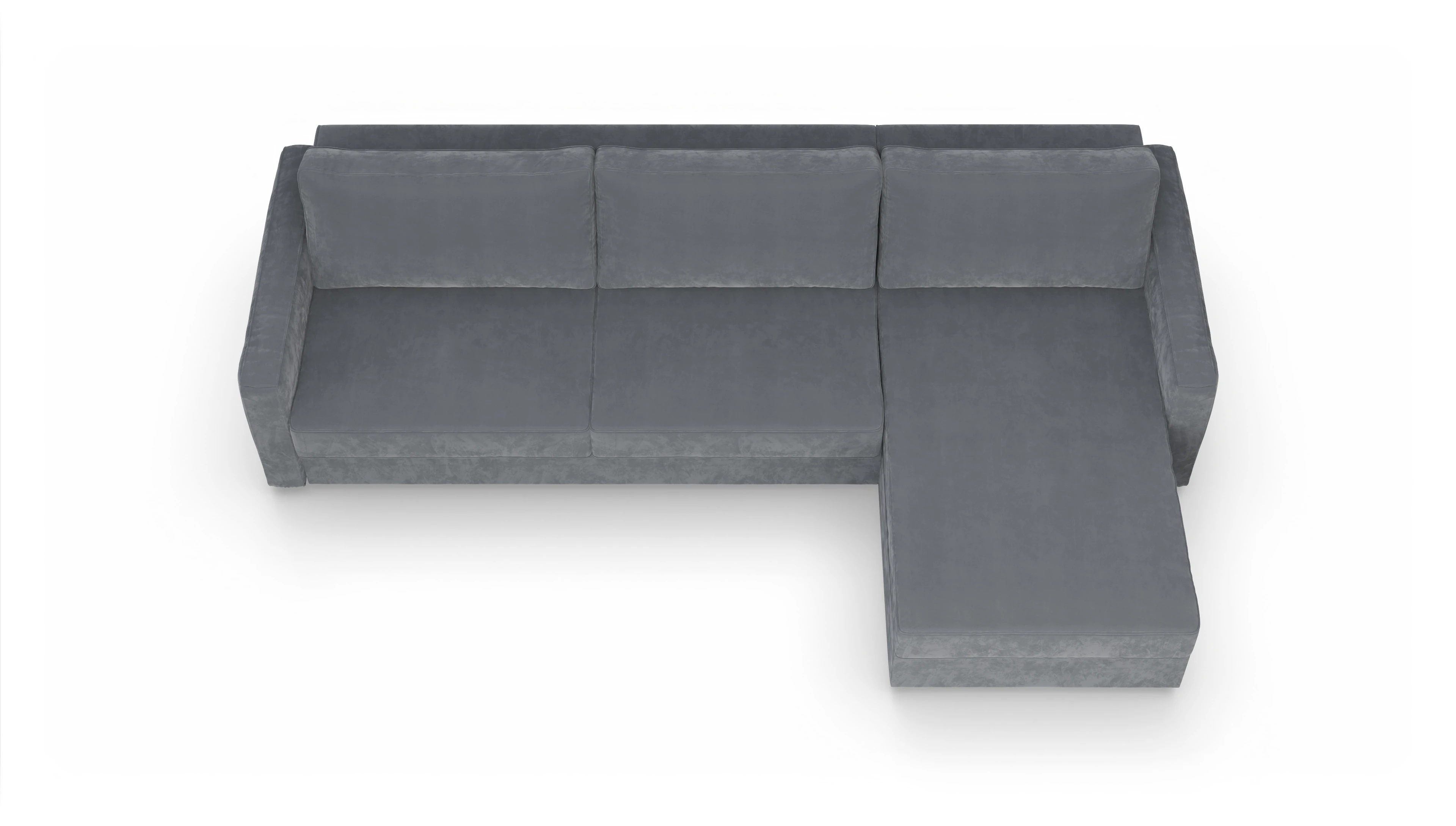 Design-Couch Ferali Ansicht des Produktes Ferali Sofa mit Rec rechts in Samt grau