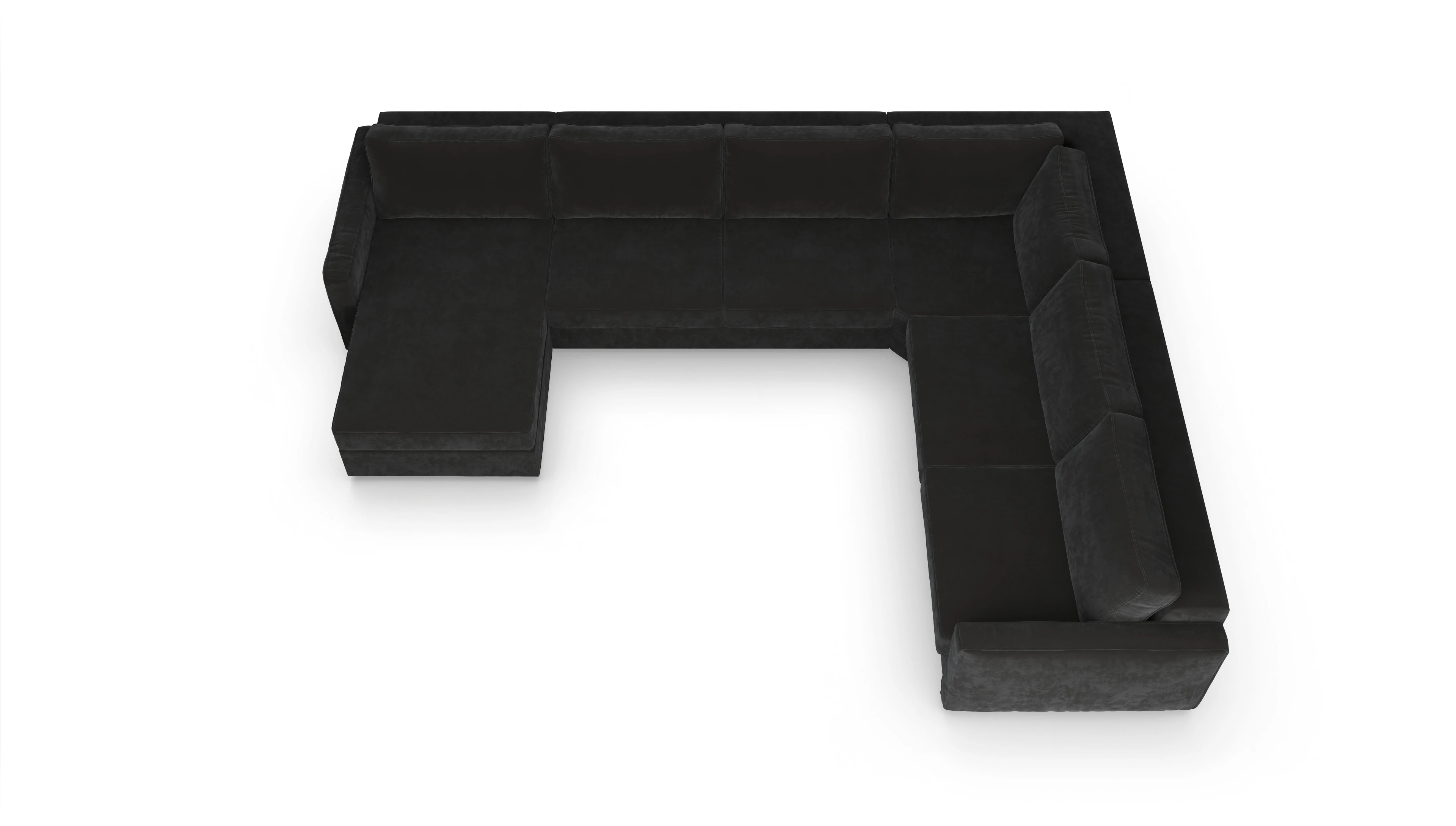 Design-Couch Ferali Ansicht des Produktes Ferali U-Form rechts in Samt grau