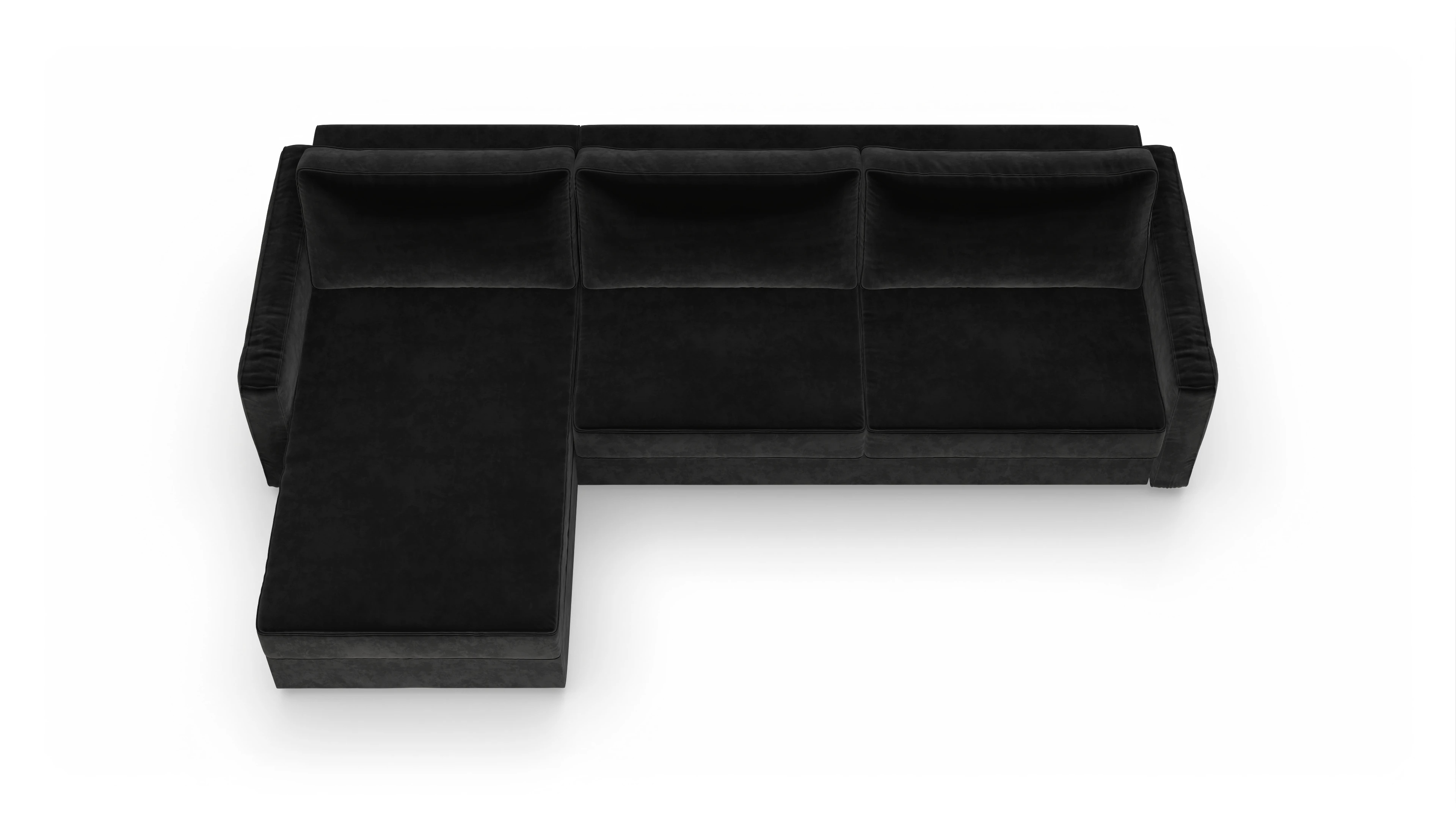 Design-Couch Ferali Ansicht des Produktes Ferali Sofa mit Rec links in Samt schwarz
