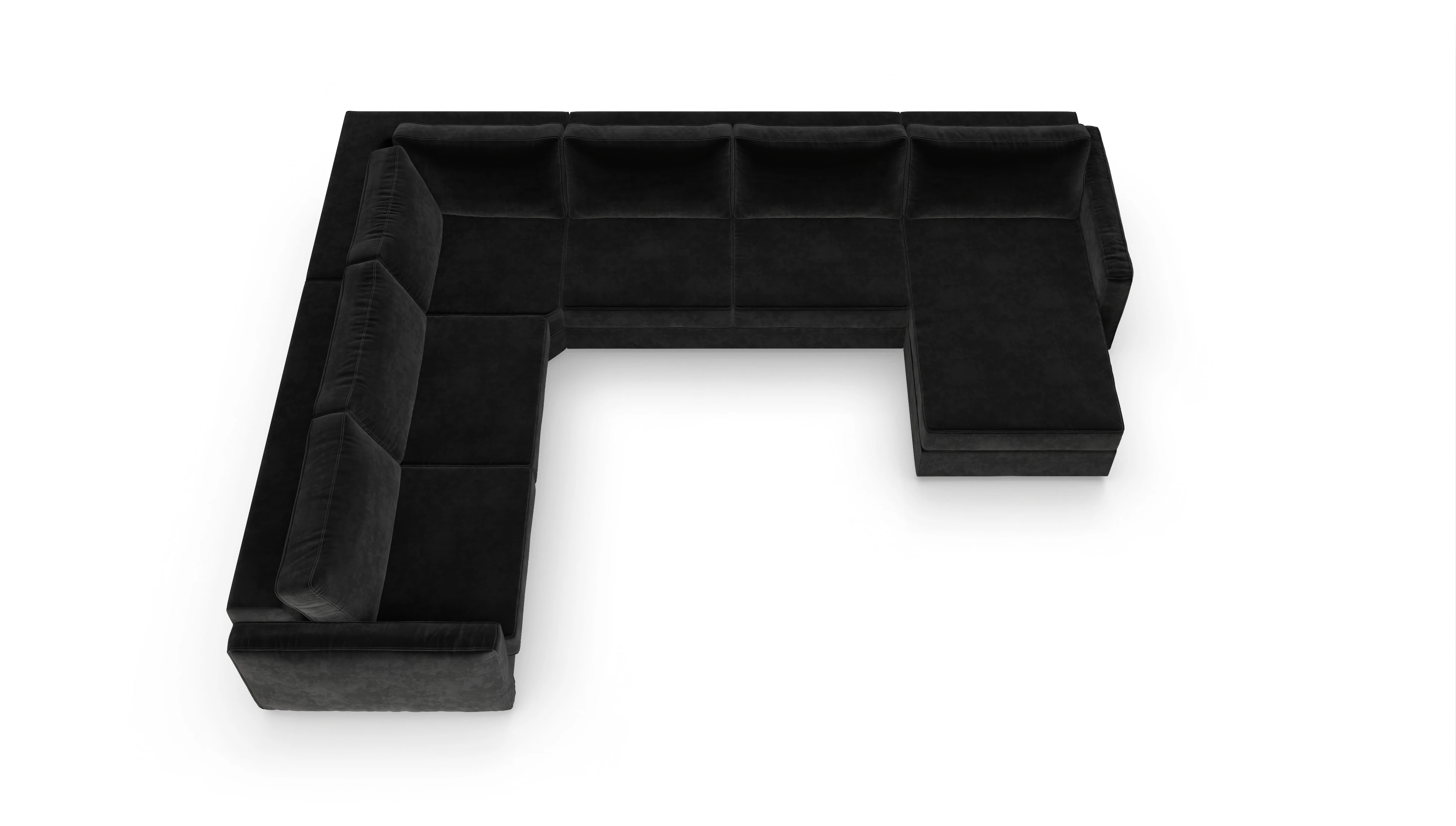 Design-Couch Ferali Ansicht des Produktes Ferali U-Form links in Samt schwarz
