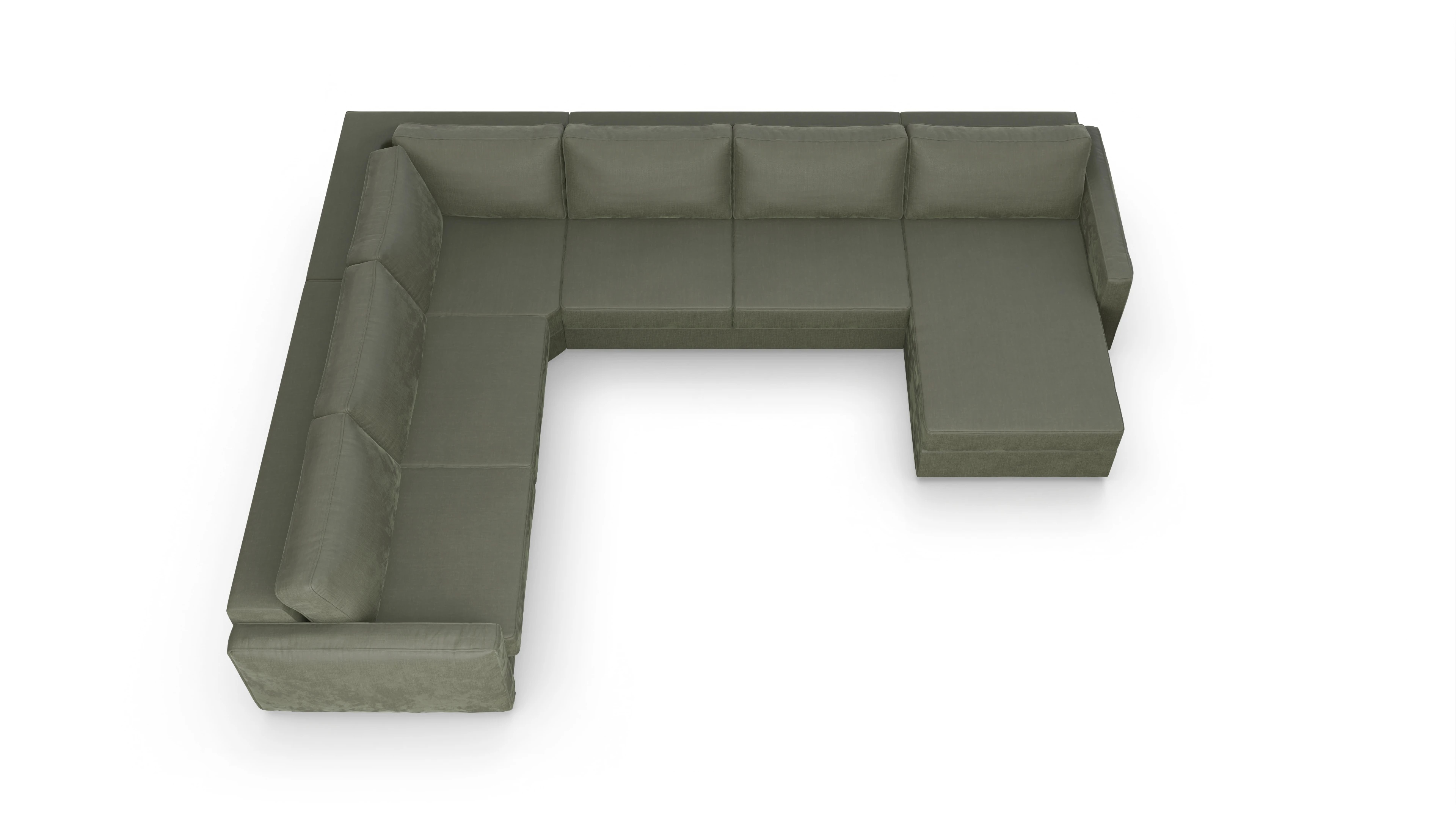 Design-Couch Ferali Ansicht des Produktes Ferali U-Form links in Stoff grün
