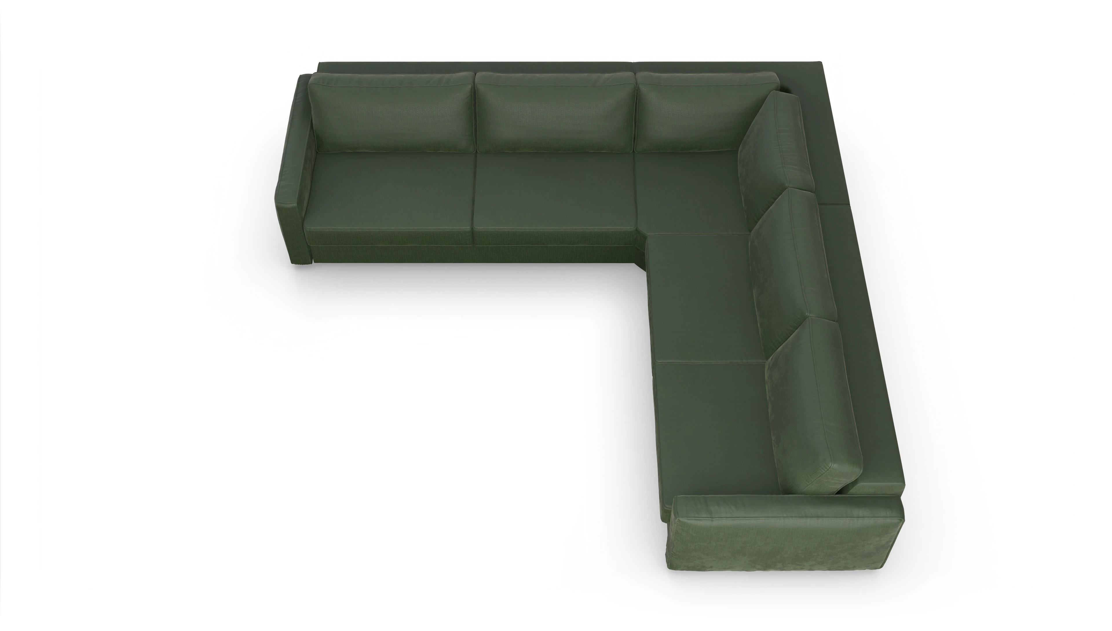 Design-Couch Ferali Ansicht des Produktes Ferali Ecksofa Rechts in Stoff grün
