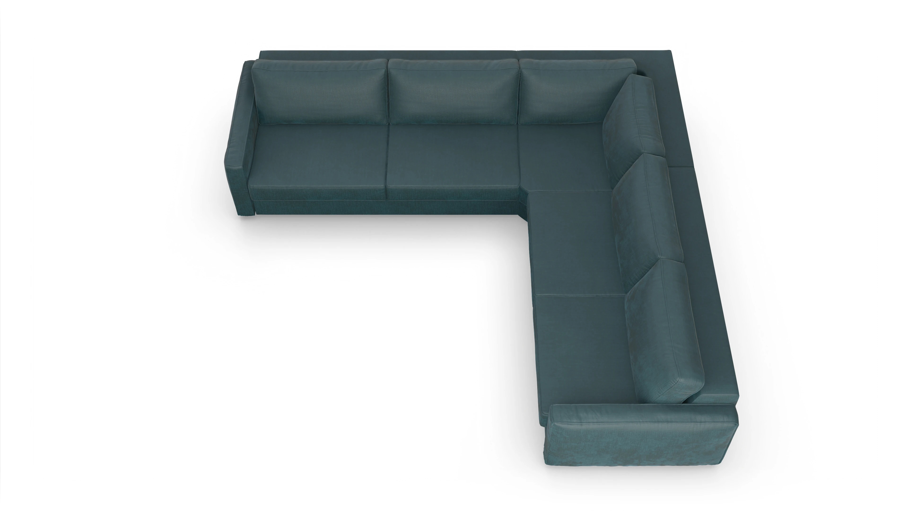 Design-Couch Ferali Ansicht des Produktes Ferali Ecksofa Rechts in Stoff grün