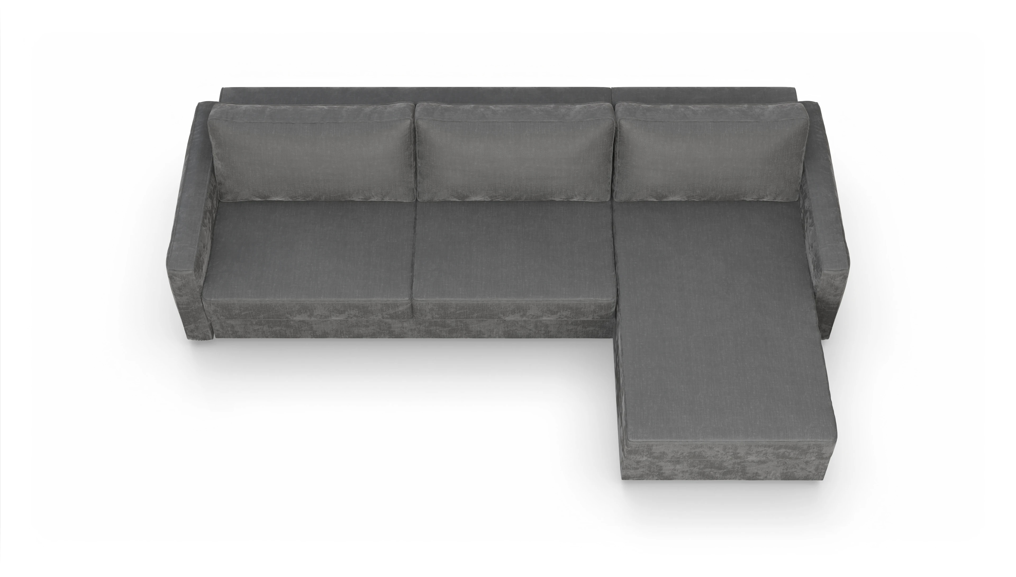 Design-Couch Ferali Ansicht des Produktes Ferali Sofa mit Rec rechts in Stoff grau
