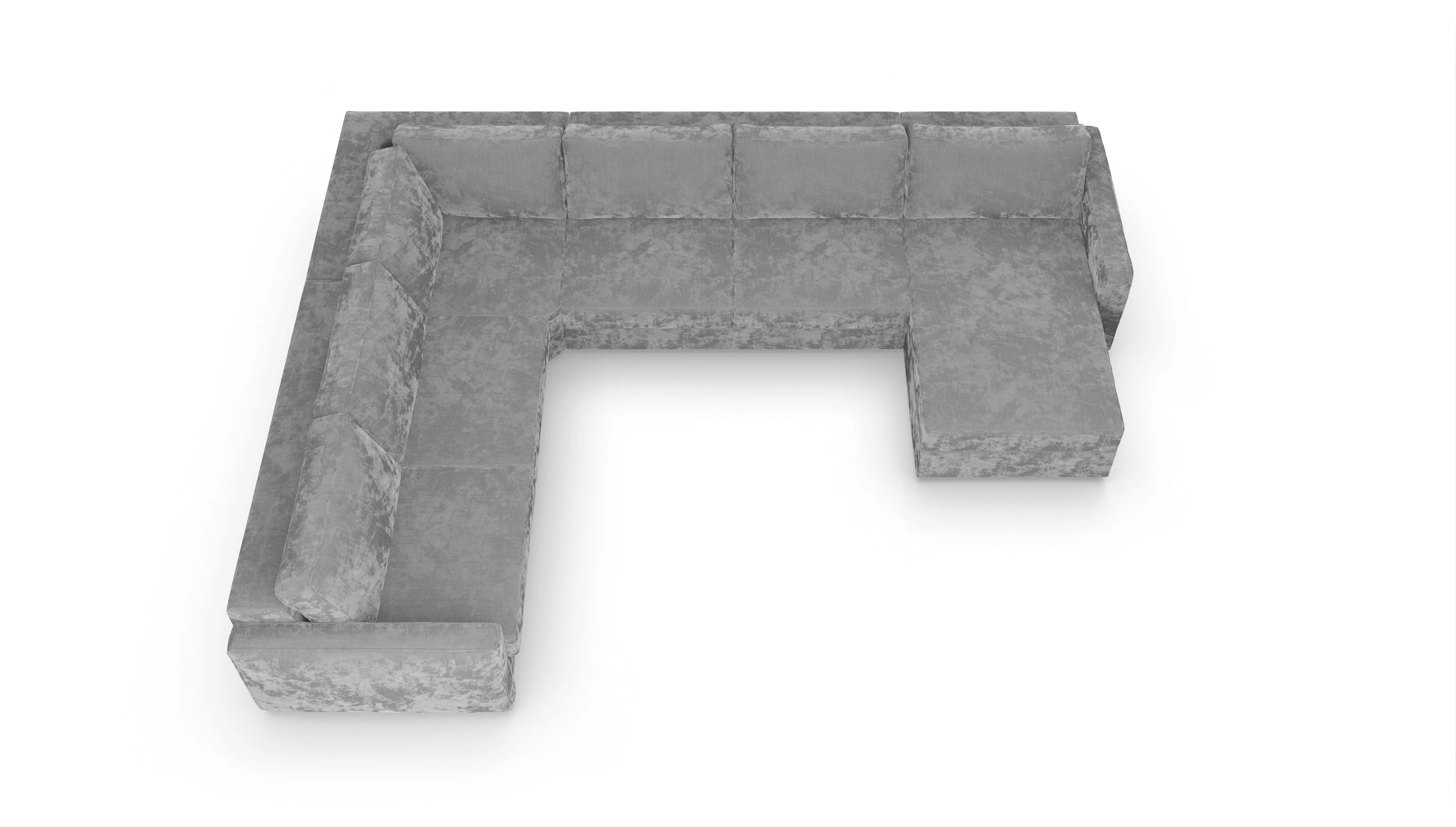 Design-Couch Ferali Ansicht des Produktes Ferali U-Form links in Stoff grau
