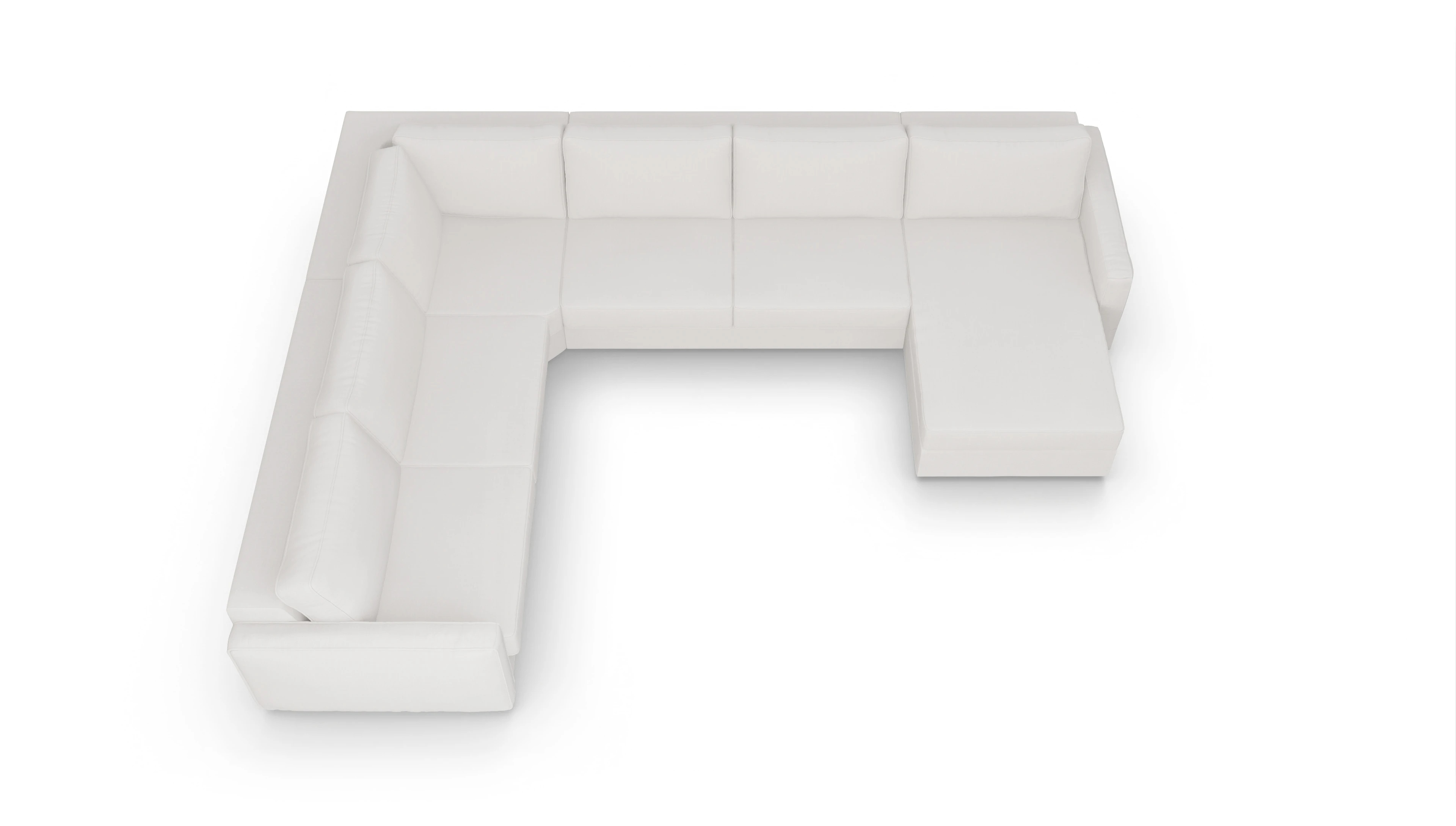 Design-Couch Ferali Ansicht des Produktes Ferali U-Form links in Stoff weiß