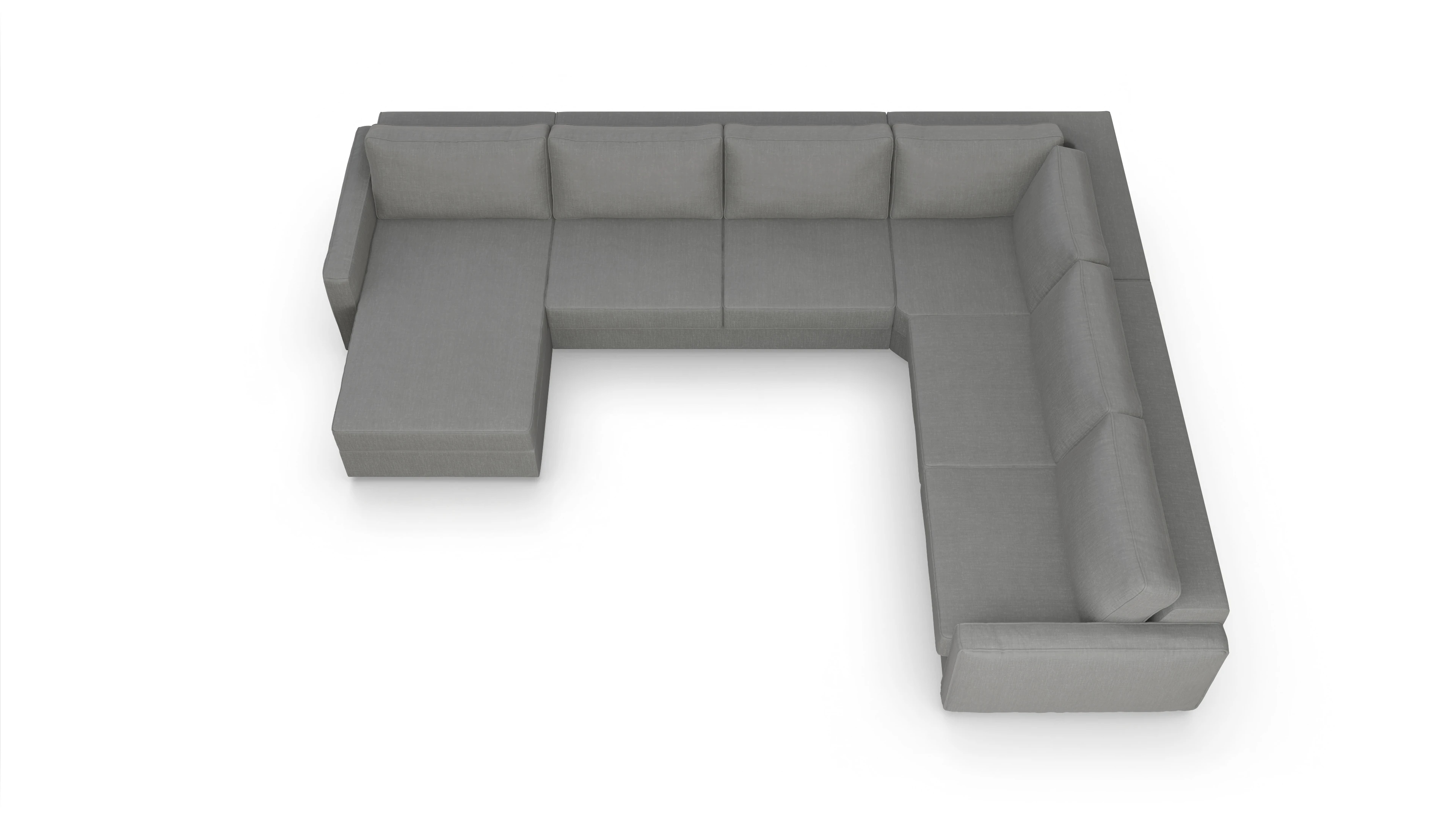 Design-Couch Ferali Ansicht des Produktes Ferali U-Form rechts in Stoff grau