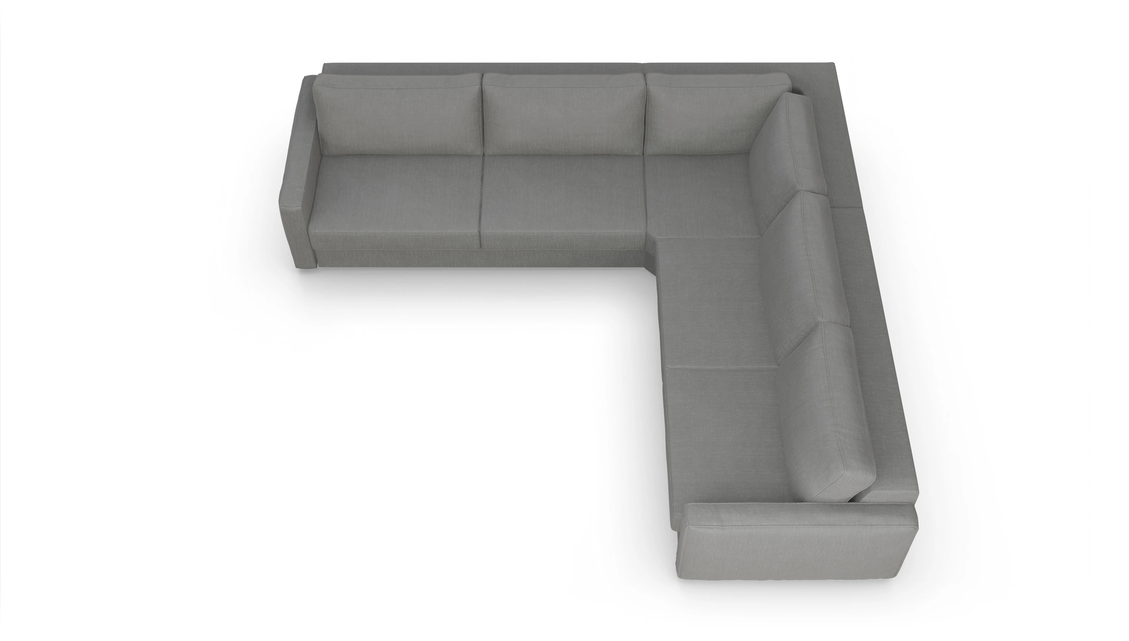 Design-Couch Ferali Ansicht des Produktes Ferali Ecksofa Rechts in Stoff grau