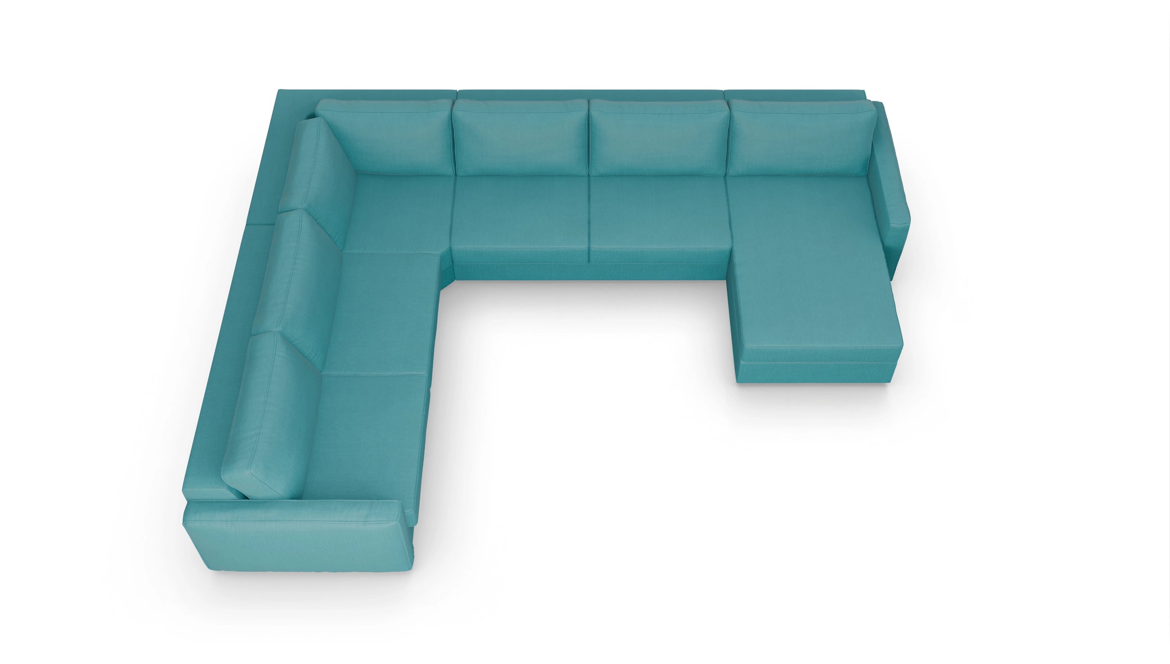 Ansicht des Produktes Ferali U-Form links in Stoff blau