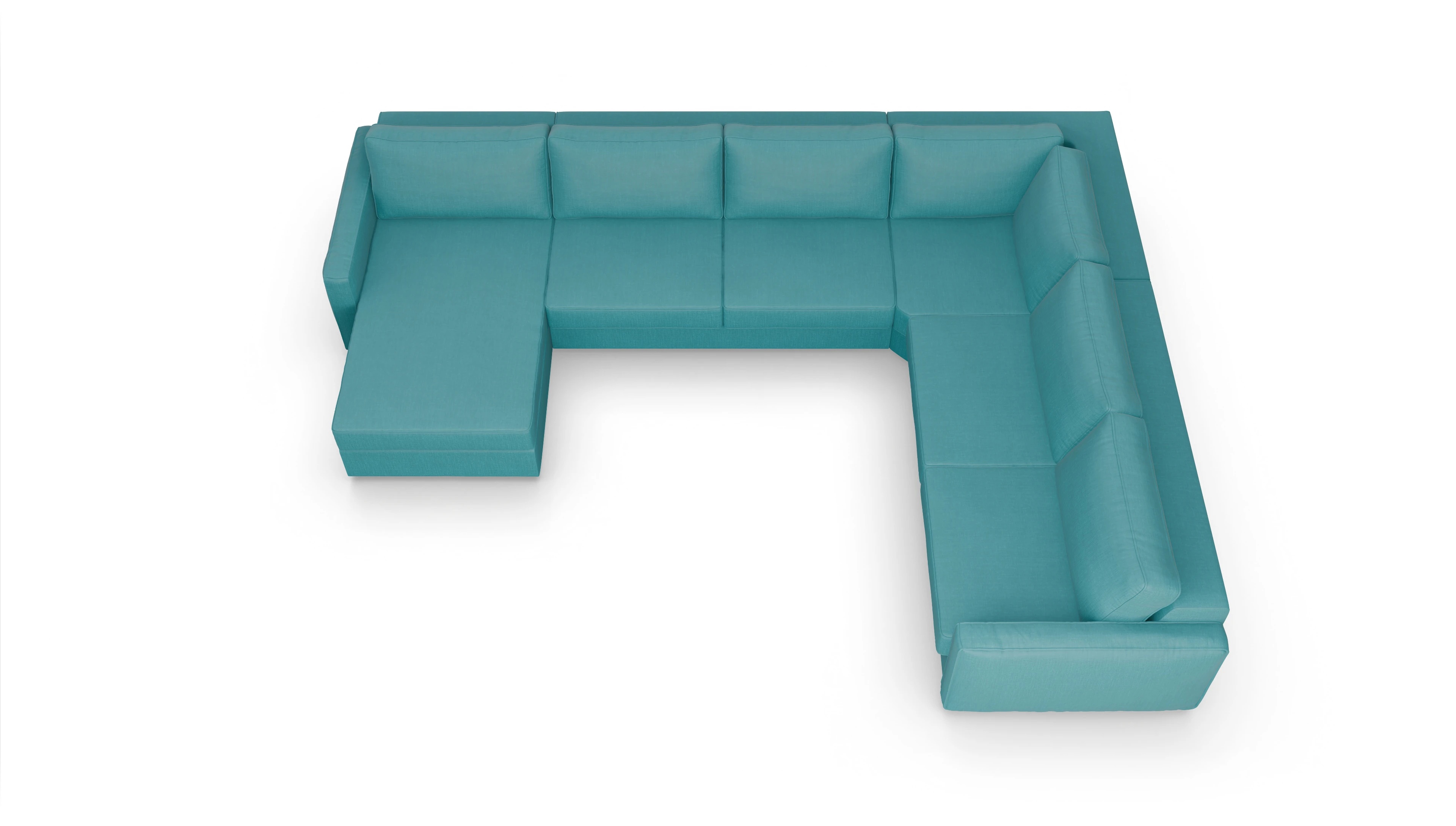 Ansicht des Produktes Ferali U-Form rechts in Stoff blau