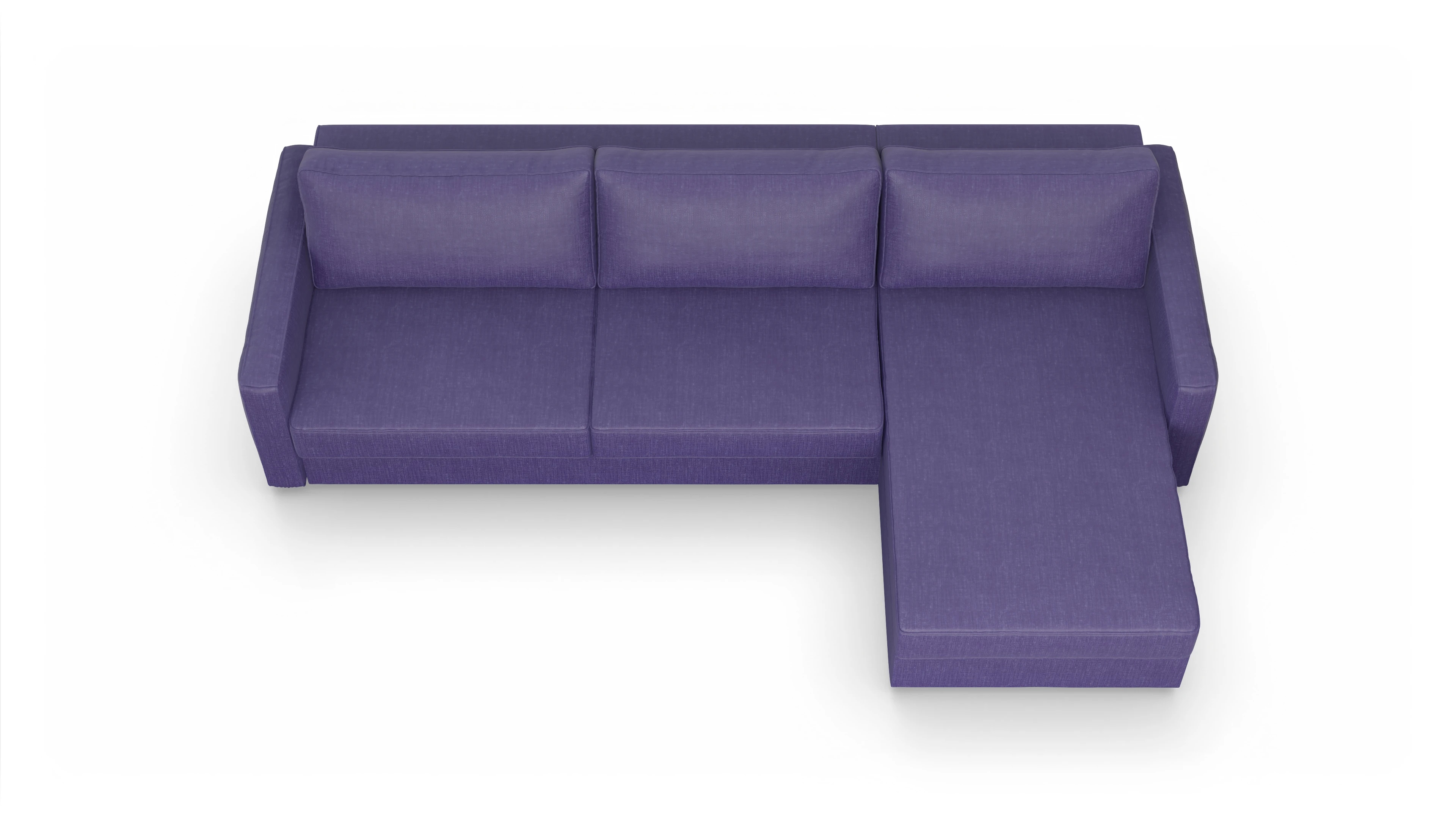 Design-Couch Ferali Ansicht des Produktes Ferali Sofa mit Rec rechts in Stoff blau
