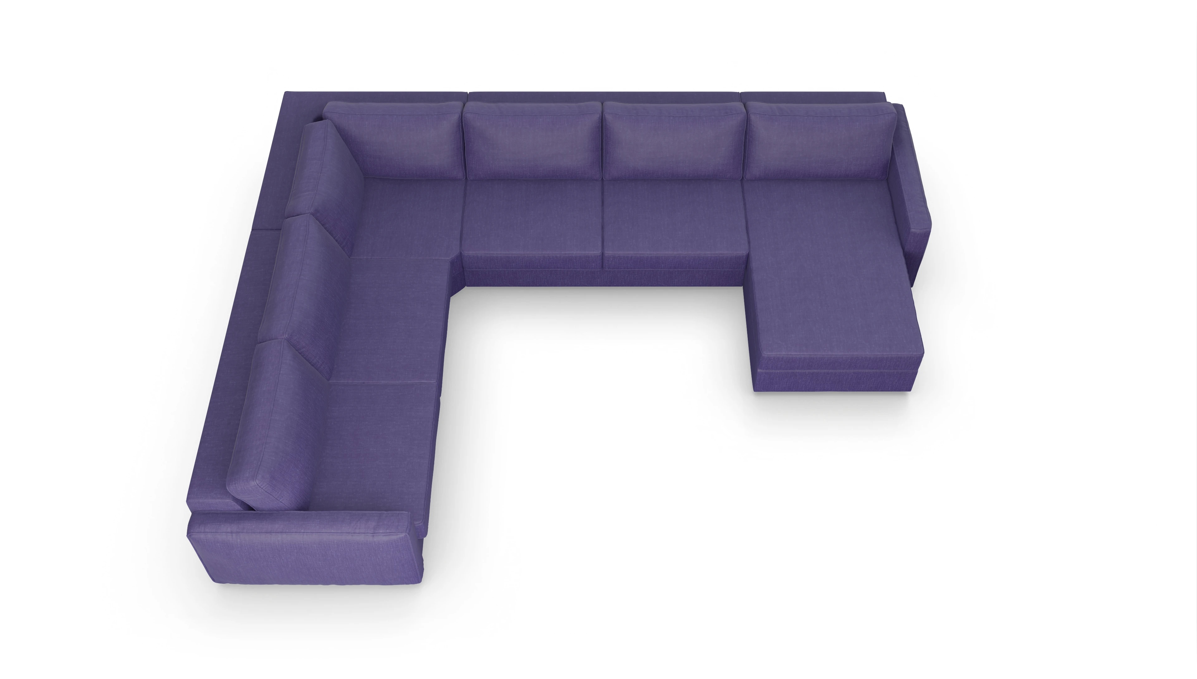 Design-Couch Ferali Ansicht des Produktes Ferali U-Form links in Stoff blau