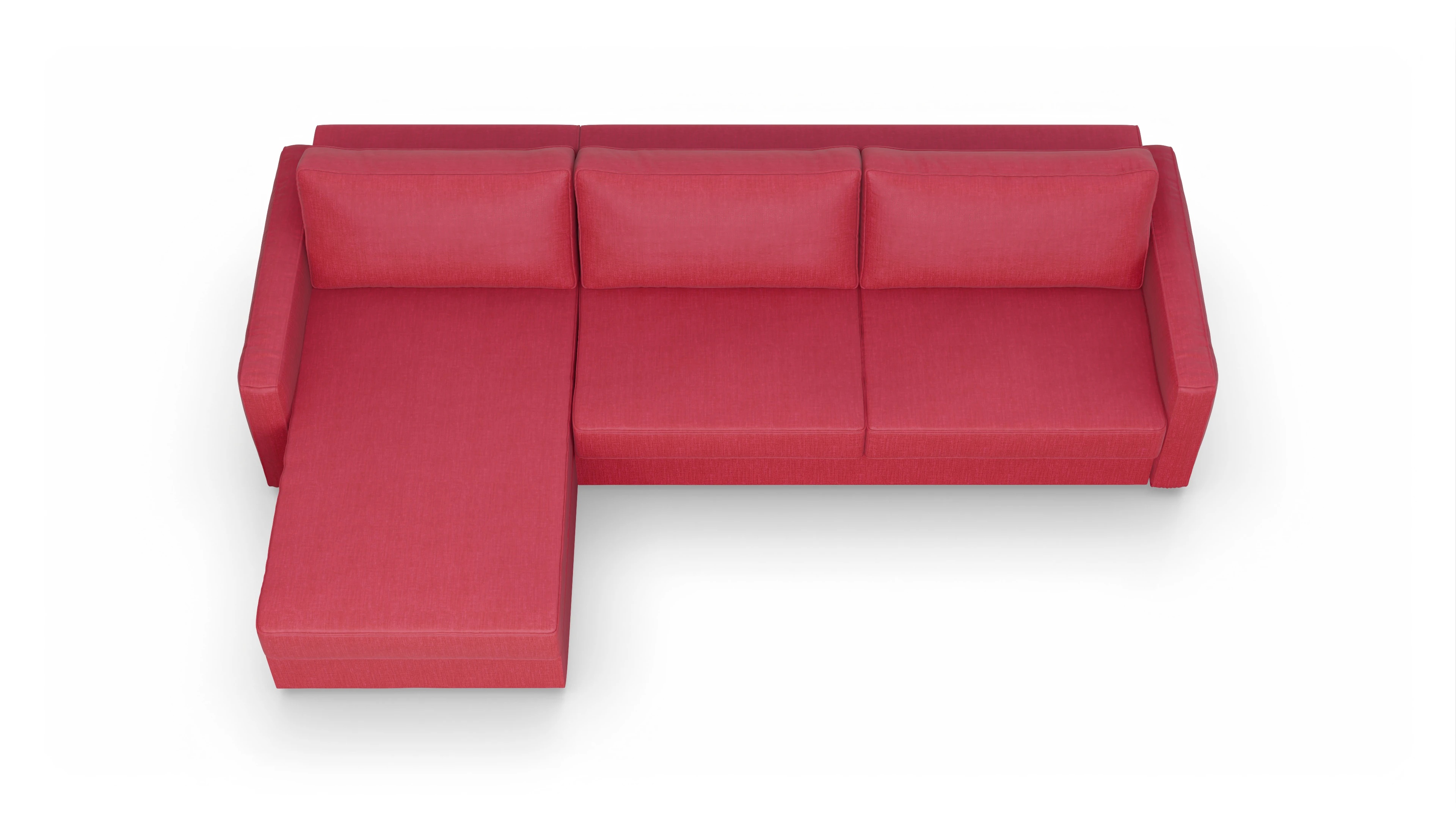 Ansicht des Produktes Ferali Sofa mit Rec links in Stoff rot